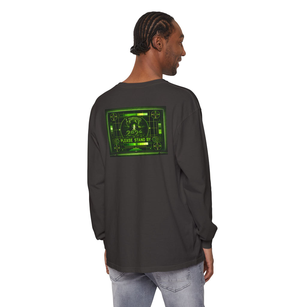 I Survived 2020 — "Please Stand By" Test Pattern Toxic Signal Tee Summer Premiere Unisex Garment-Dyed Long Sleeve T-Shirt