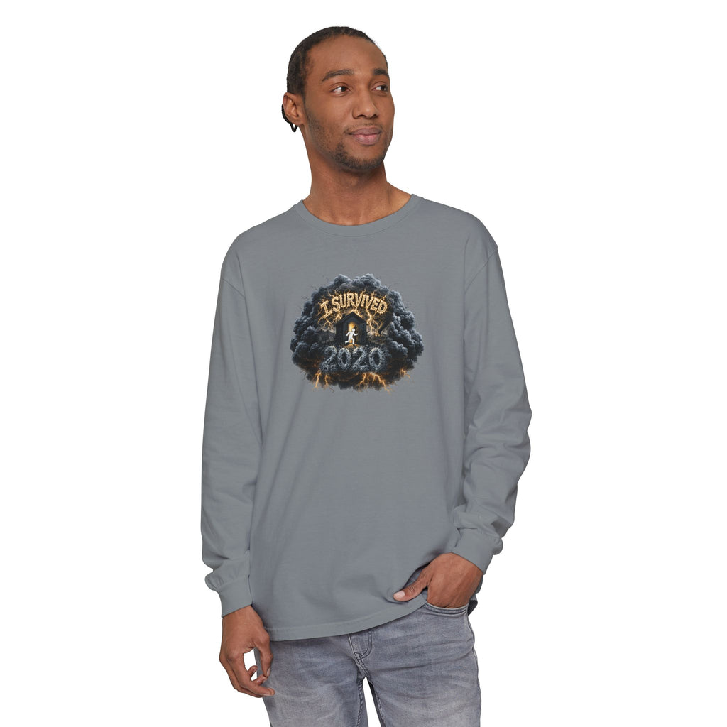 I Survived 2020 — Original PILOT Design: Director's Cut Unisex Garment-Dyed Long Sleeve T-Shirt