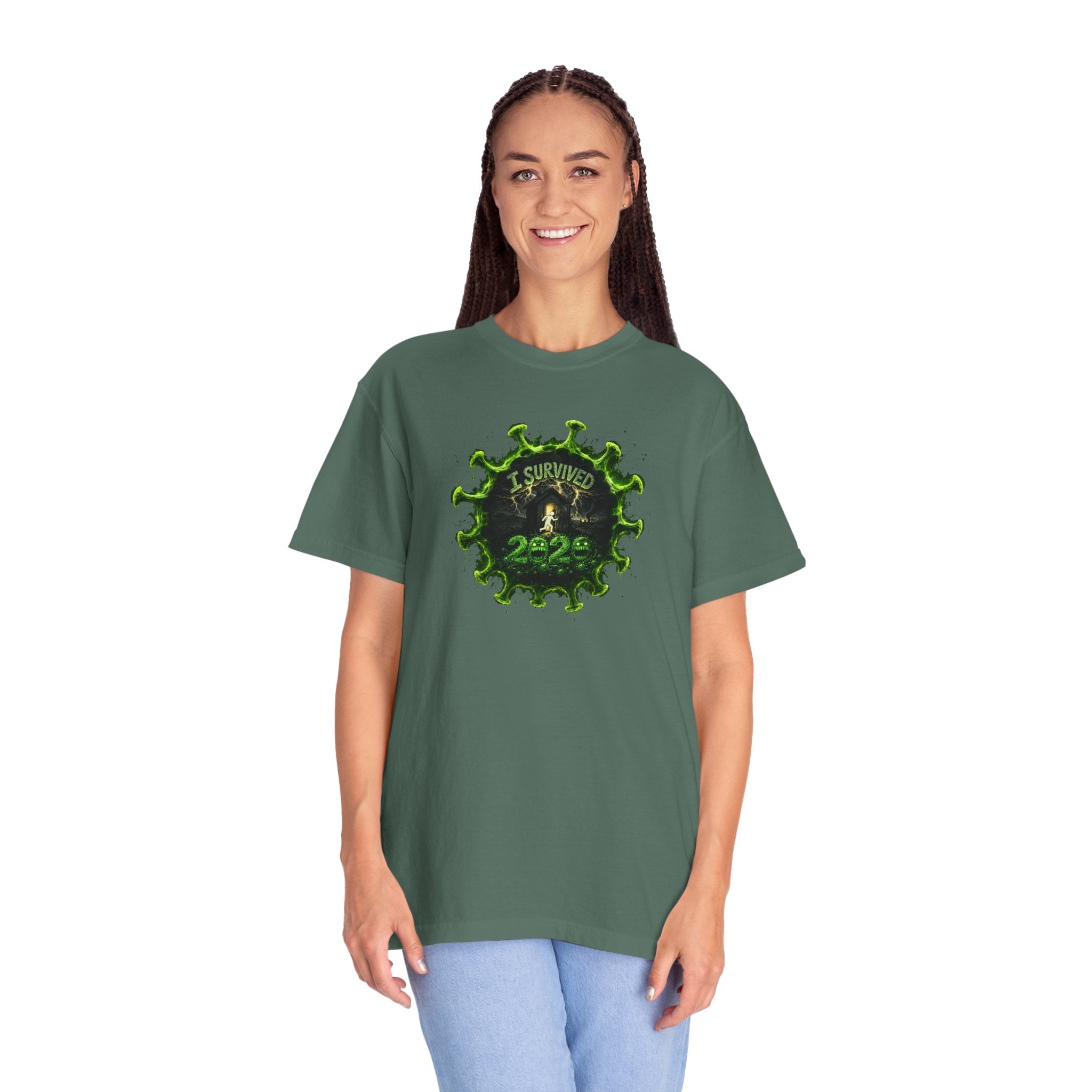 I Survived 2020 — PANDEMIC S1:E3: Director's Cut "The Jab!" Unisex Garment-Dyed T-shirt