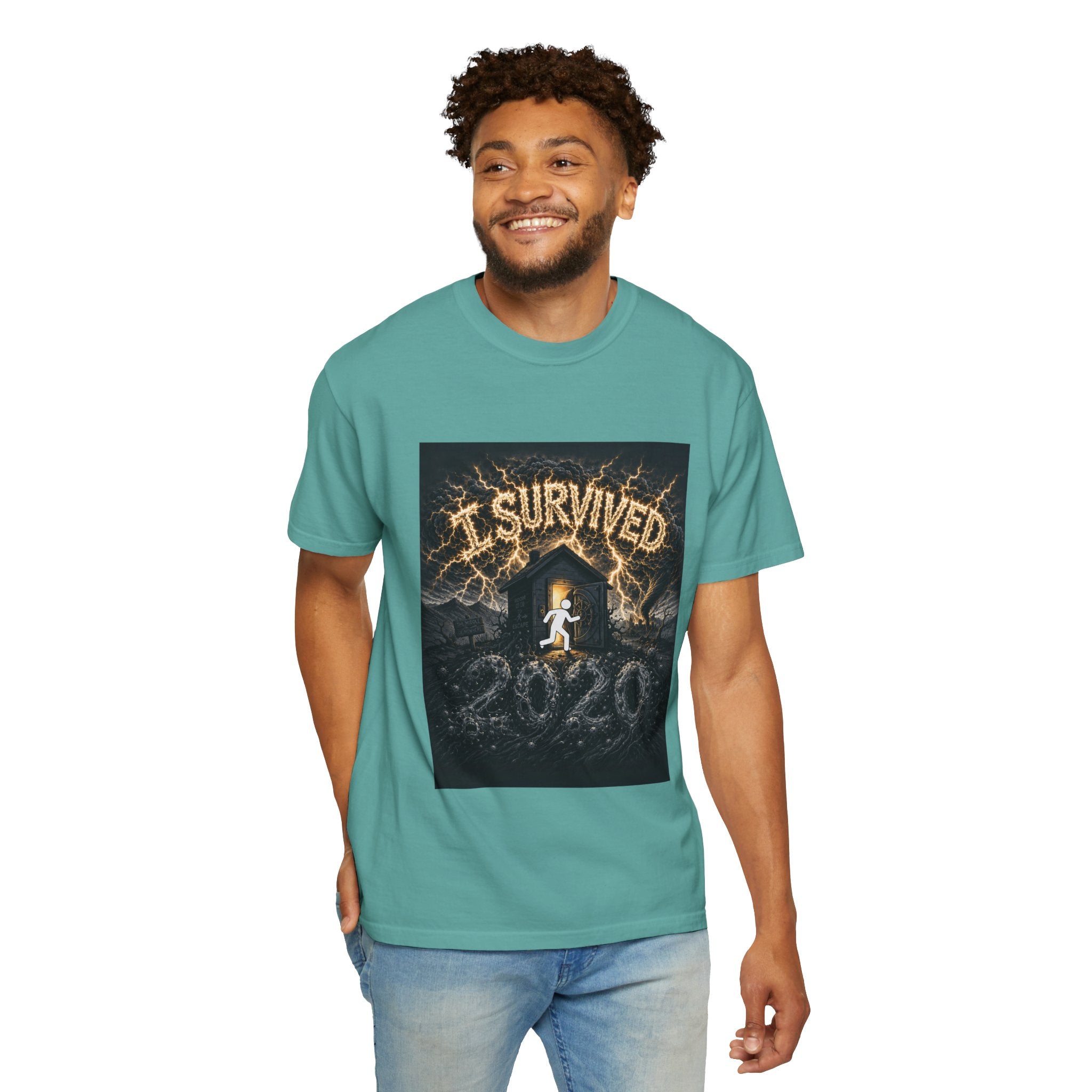 I Survived 2020 — Original Design Teaser Tee | Season 1 Premiere Drop Unisex Garment-Dyed T-shirt