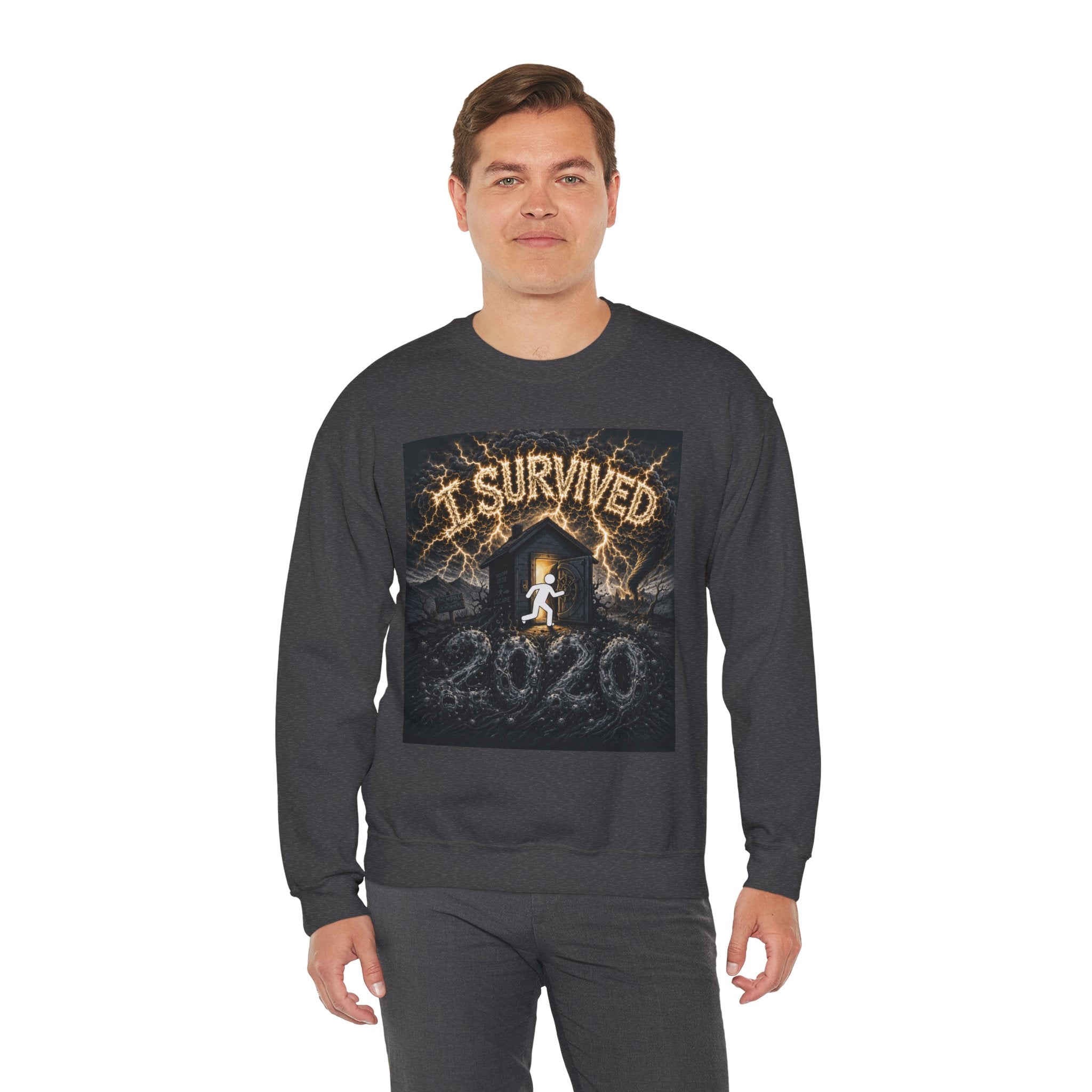 I Survived 2020 — Original Design Teaser Tee | Season 1 Premiere Drop Unisex Heavy Blend™ Crewneck Sweatshirt