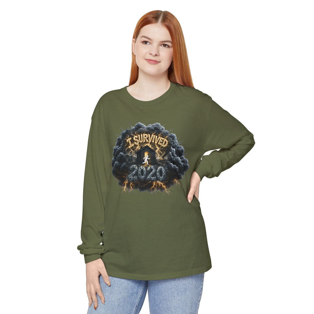 I Survived 2020 — Director's Cut Original Design Teaser Tee | Season 1 Premiere Drop Unisex Garment-Dyed Long Sleeve T-Shirt