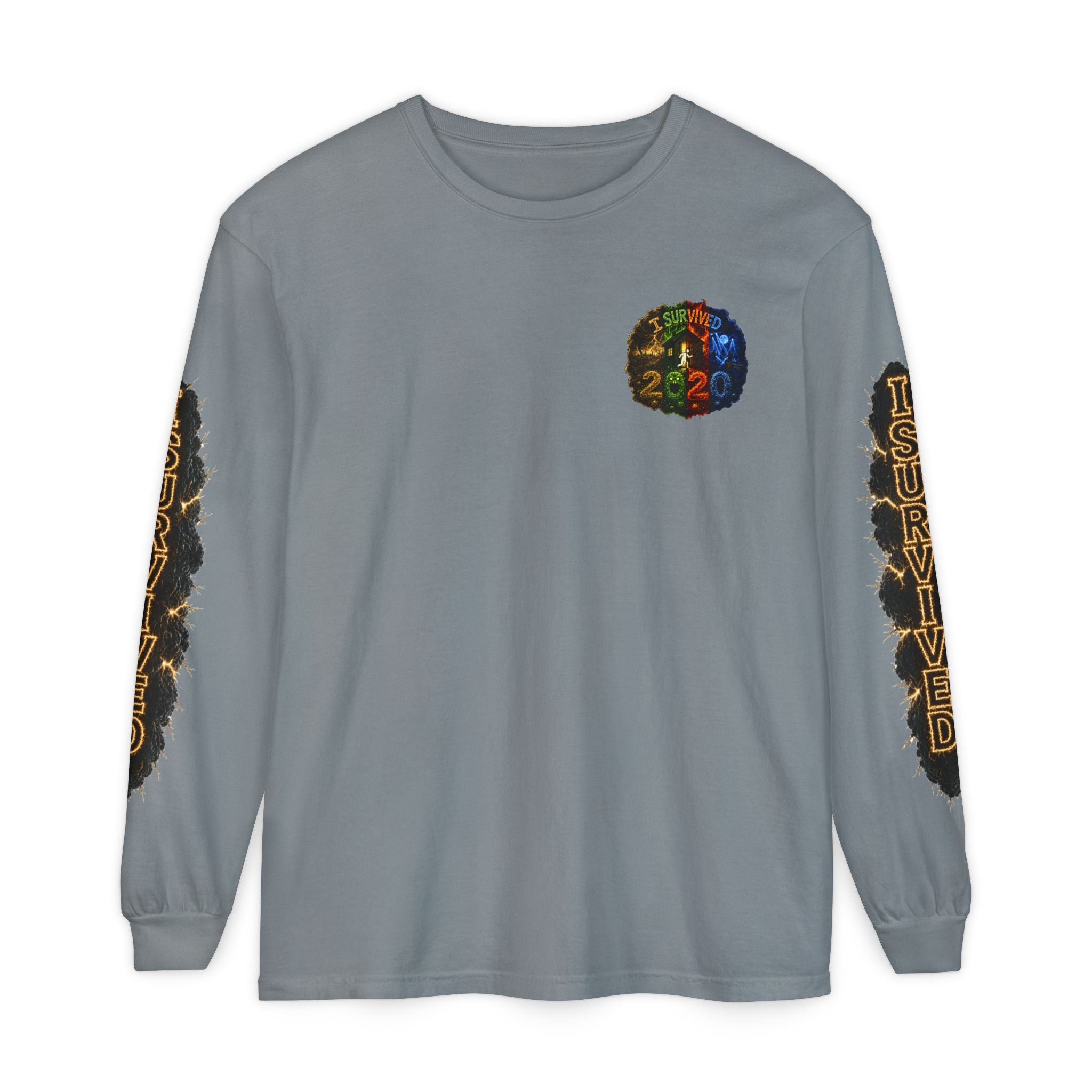 I Survived 2020 — "No Signal" Test Pattern Tee Special Edition Alien Broadcast Finale Summer Premiere Unisex Garment-Dyed Long Sleeve T-Shirt