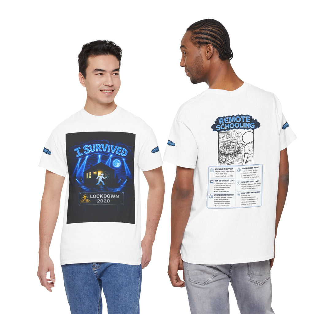 I Survived 2020 — LOCKDOWN S3:E3: Special Edition "Remote Schooling" Unisex Heavy Cotton Tee