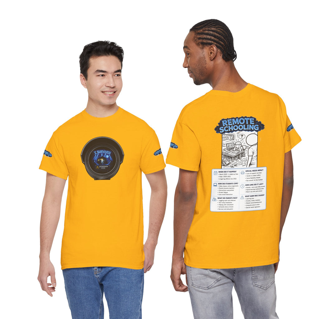 I Survived 2020 — LOCKDOWN S3:E3: Director's Cut Special Edition "Remote Schooling" Unisex Heavy Cotton Tee