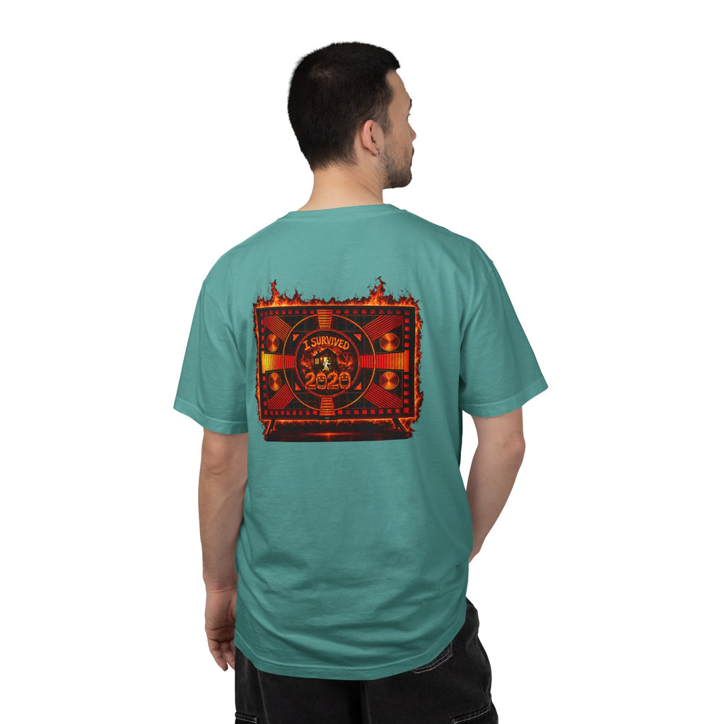 I Survived 2020 — "Please Stand By" Test Pattern Tee Wildfire Signal Edition Summer Premiere Unisex Garment-Dyed T-shirt