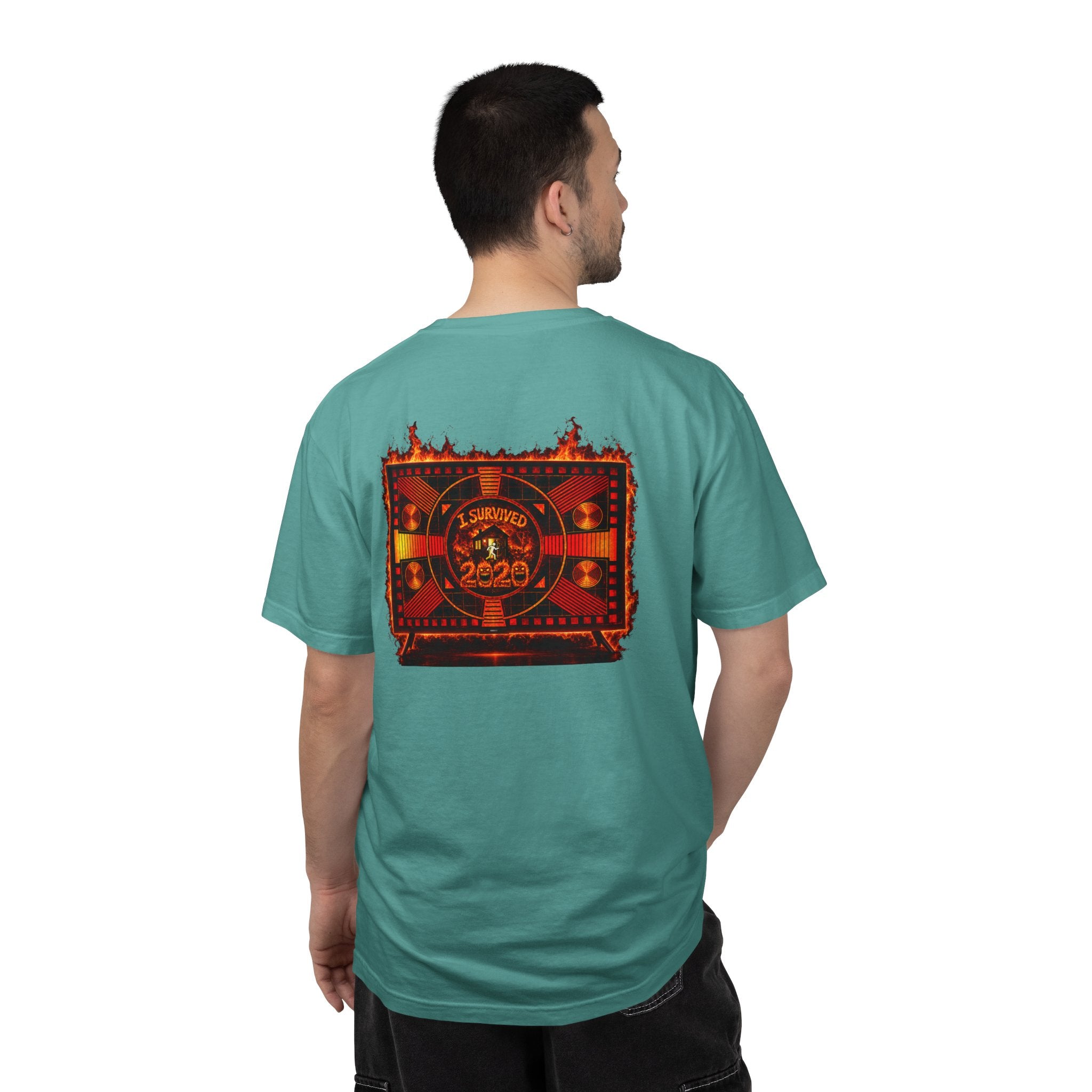 I Survived 2020 — "Please Stand By" Test Pattern Tee Wildfire Signal Edition Summer Premiere Unisex Garment-Dyed T-shirt