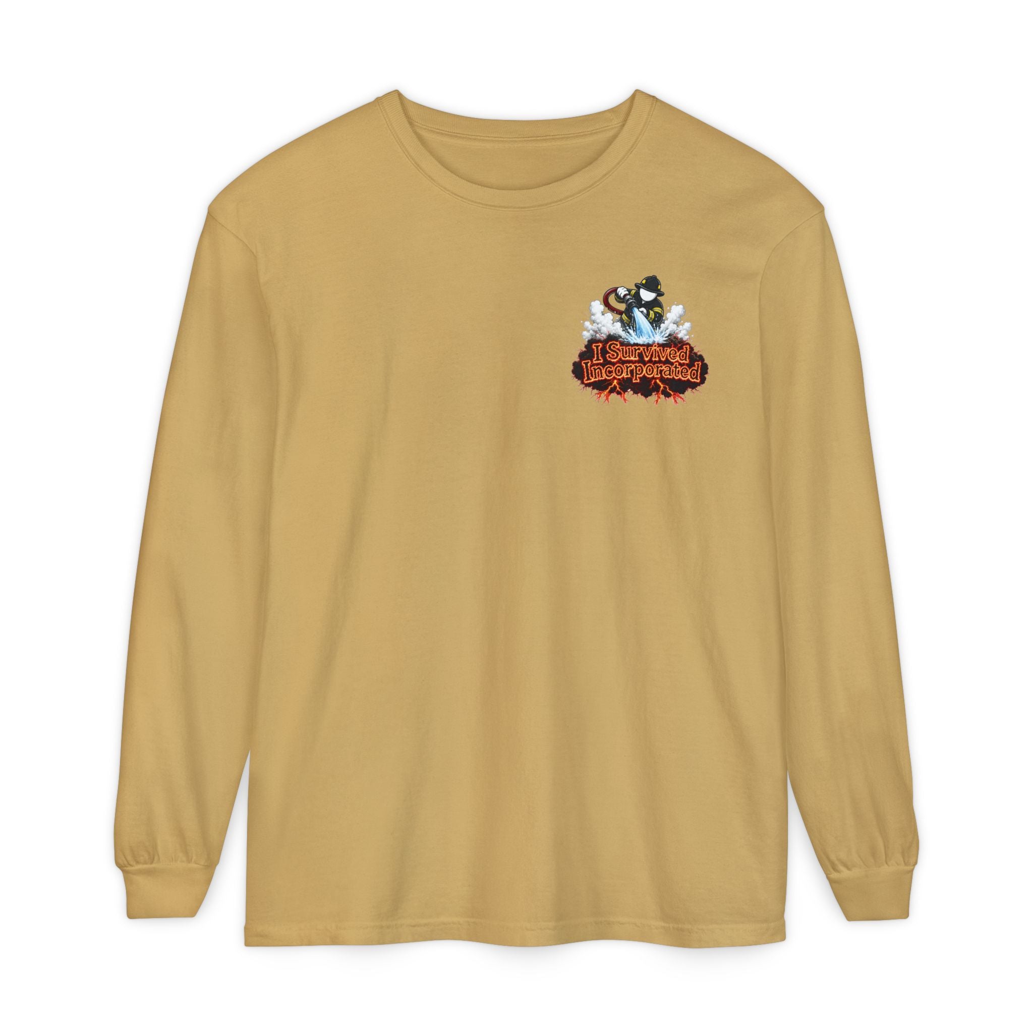 I Survived 2020 — "Please Stand By" Test Pattern Tee Wildfire Signal Edition Summer Premiere Unisex Garment-Dyed Long Sleeve T-Shirt