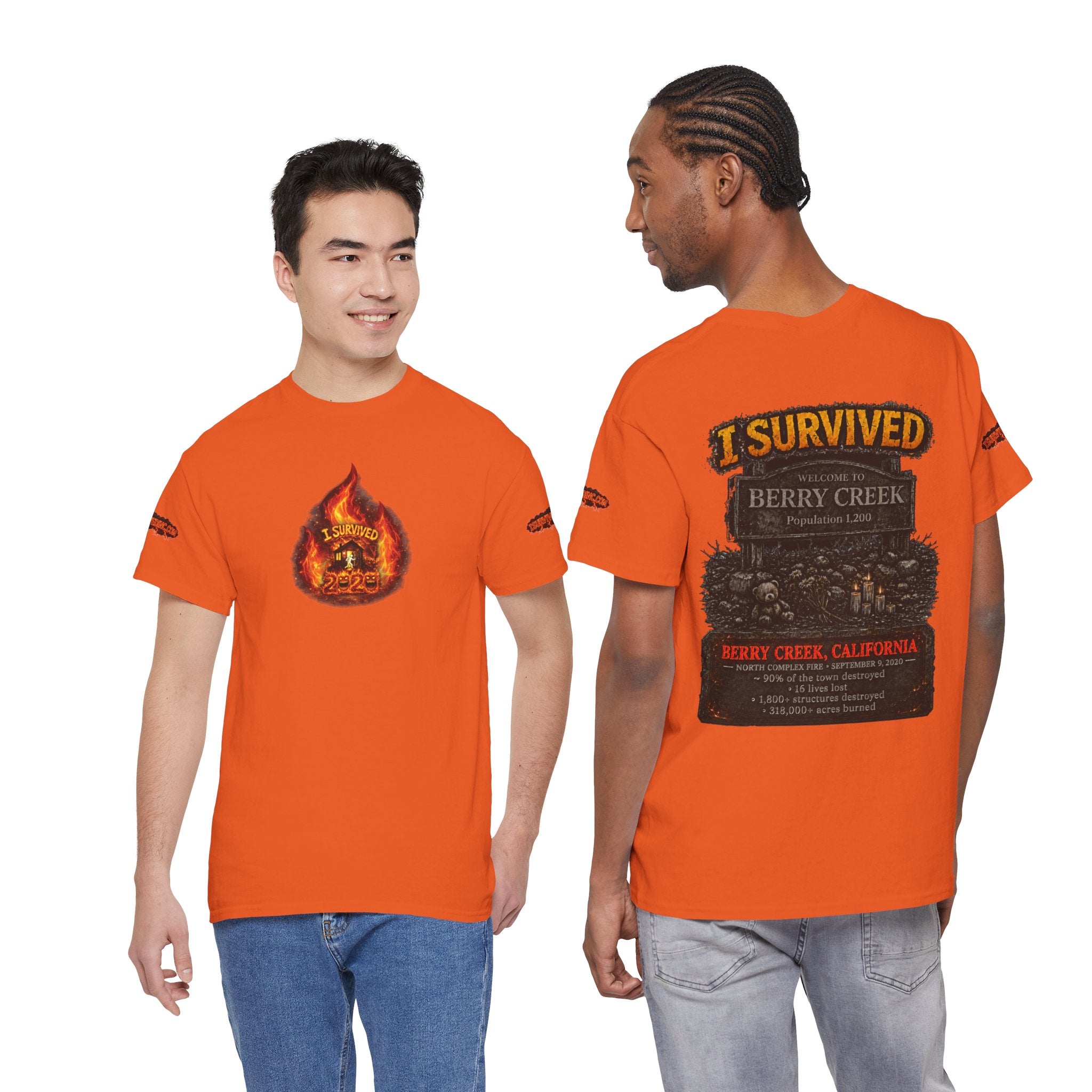 I Survived 2020 — WILDFIRES S2:E1: Director's Cut Special Edition "Berry Creek" Memorial Unisex Heavy Cotton Tee