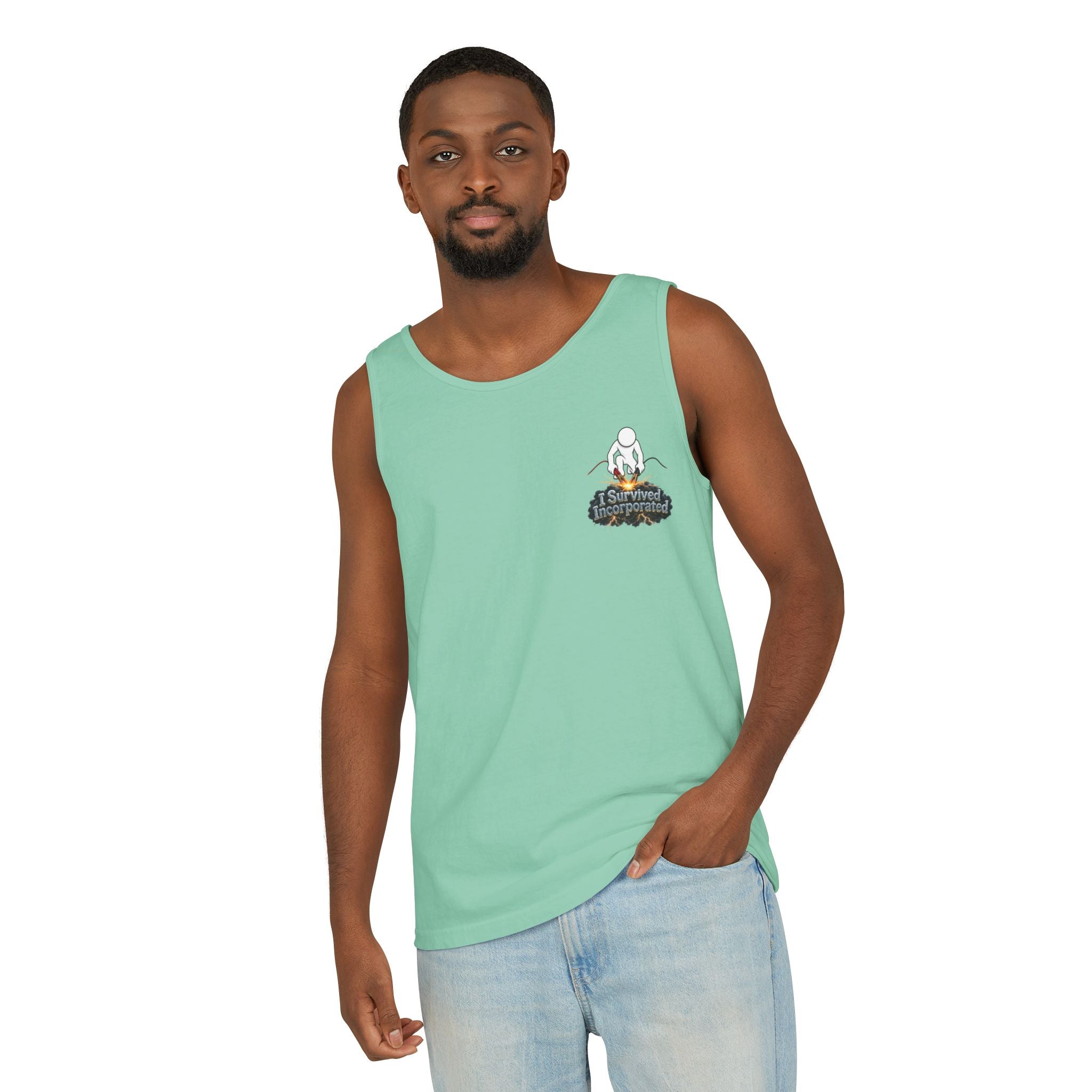 I Survived 2020 — "Please Stand By" Test Pattern Tee Summer Premier  Unisex Garment-Dyed Tank Top