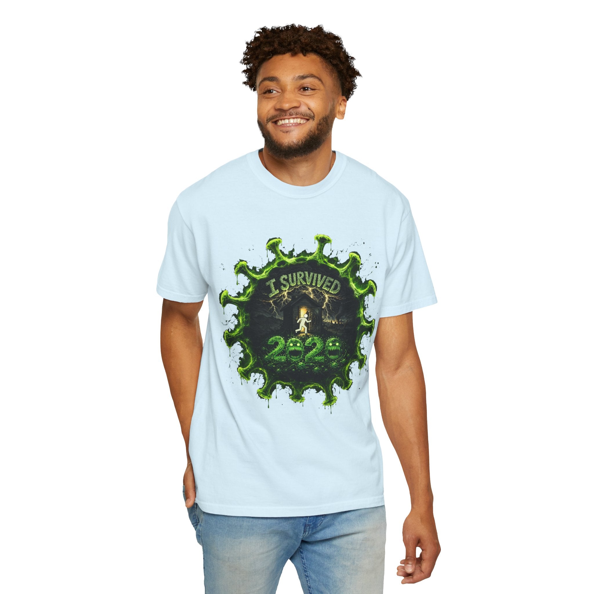 I Survived 2020 — Director's Cut S1:E1 "COVID-19: The Coronavirus" | Pandemic Edition Unisex Garment-Dyed T-shirt
