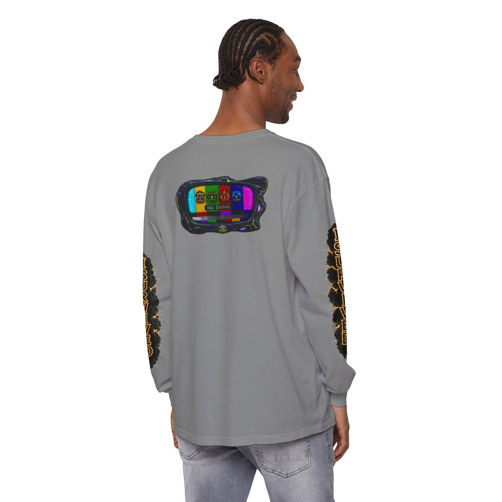 I Survived 2020 — "No Signal" Test Pattern Tee Special Edition Alien Broadcast Finale Summer Premiere Unisex Garment-Dyed Long Sleeve T-Shirt