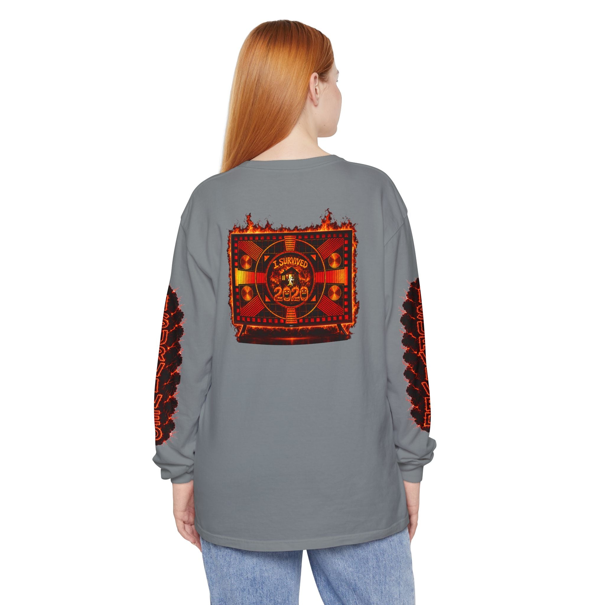 I Survived 2020 — "Please Stand By" Test Pattern Tee Special Edition Wildfire Signal Edition Summer Premiere Unisex Garment-Dyed Long Sleeve T-Shirt