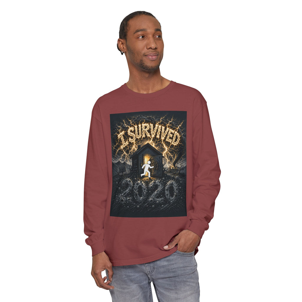I Survived 2020 — Original Design Teaser Tee | Season 1 Premiere Drop Unisex Garment-dyed Long Sleeve T-Shirt