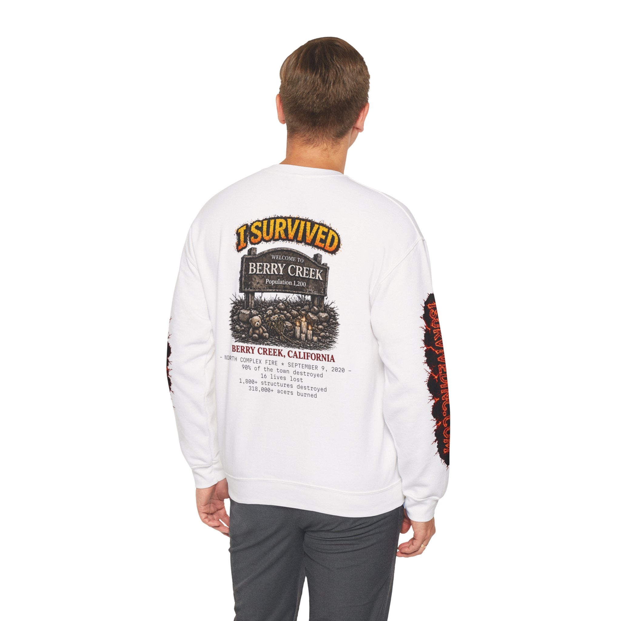 I Survived 2020 — S2:E1 "Berry Creek" | Wildfire Edition Memorial Unisex Heavy Blend™ Crewneck Sweatshirt