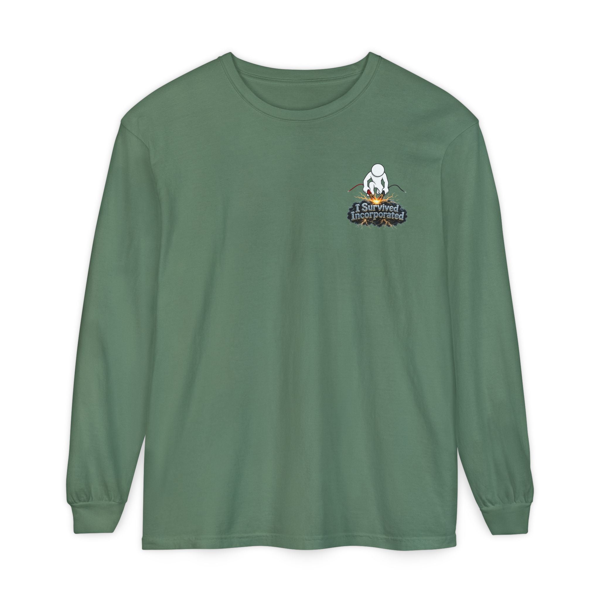 I Survived 2020 — "Please Stand By" Test Pattern Tee Summer Premier Unisex Garment-Dyed Long Sleeve T-Shirt
