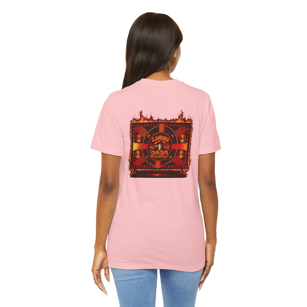 I Survived 2020 — "Please Stand By" Test Pattern Tee Wildfire Signal Edition Summer Premiere Unisex Jersey Short Sleeve Tee
