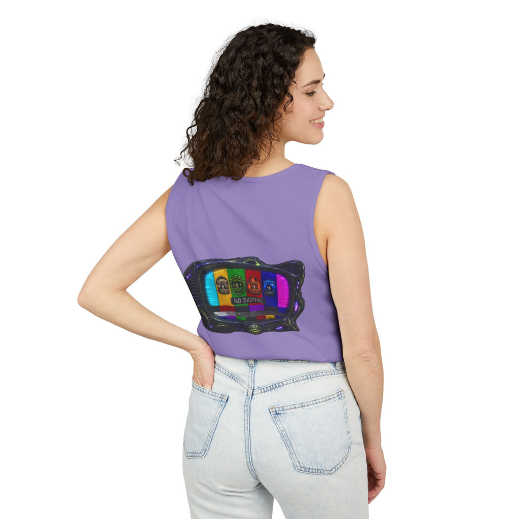 I Survived 2020 — "No Signal" Test Pattern Tee Alien Broadcast Finale Summer Premiere Unisex Garment-Dyed Tank Top