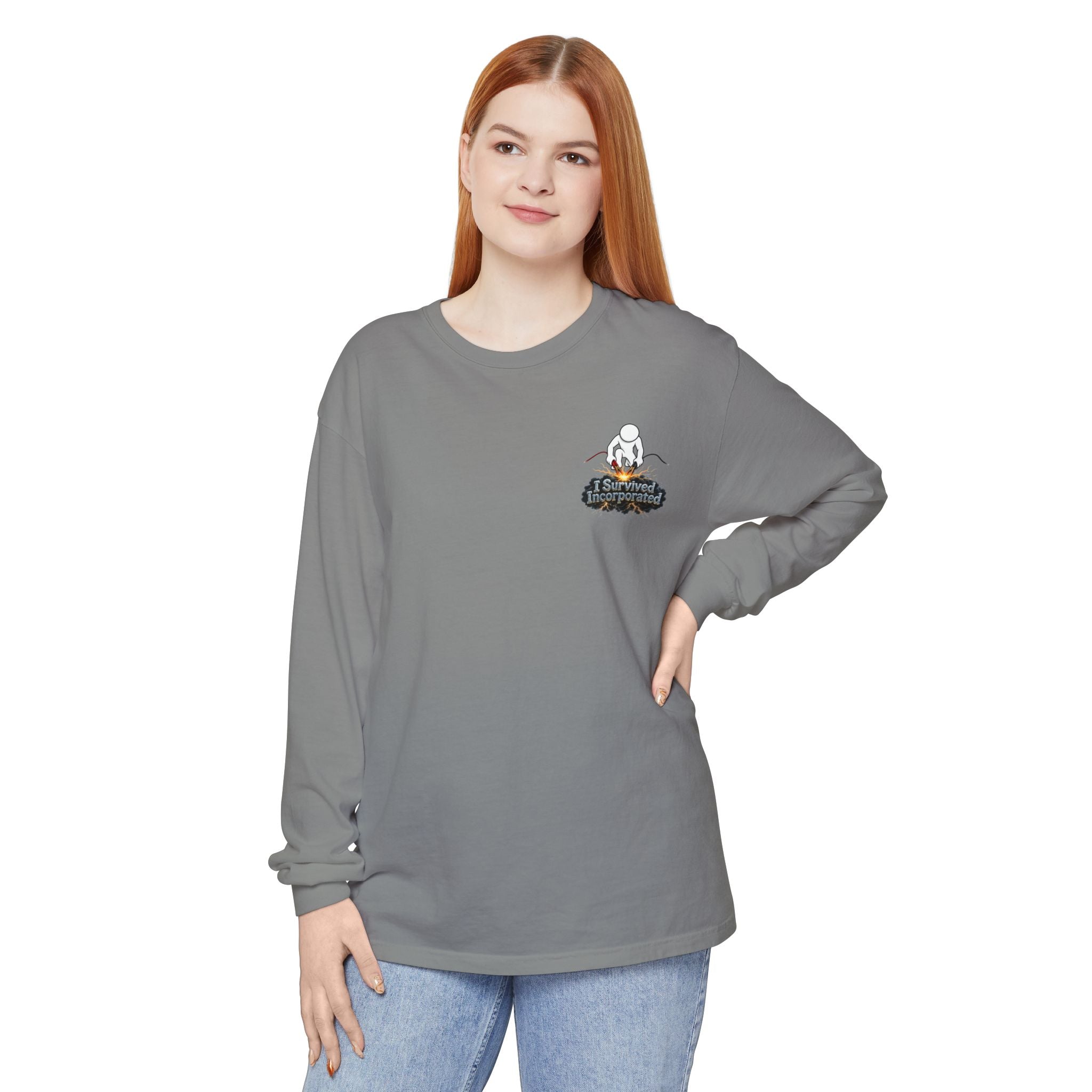 I Survived 2020 — "Please Stand By" Test Pattern Tee Summer Premier Unisex Garment-Dyed Long Sleeve T-Shirt