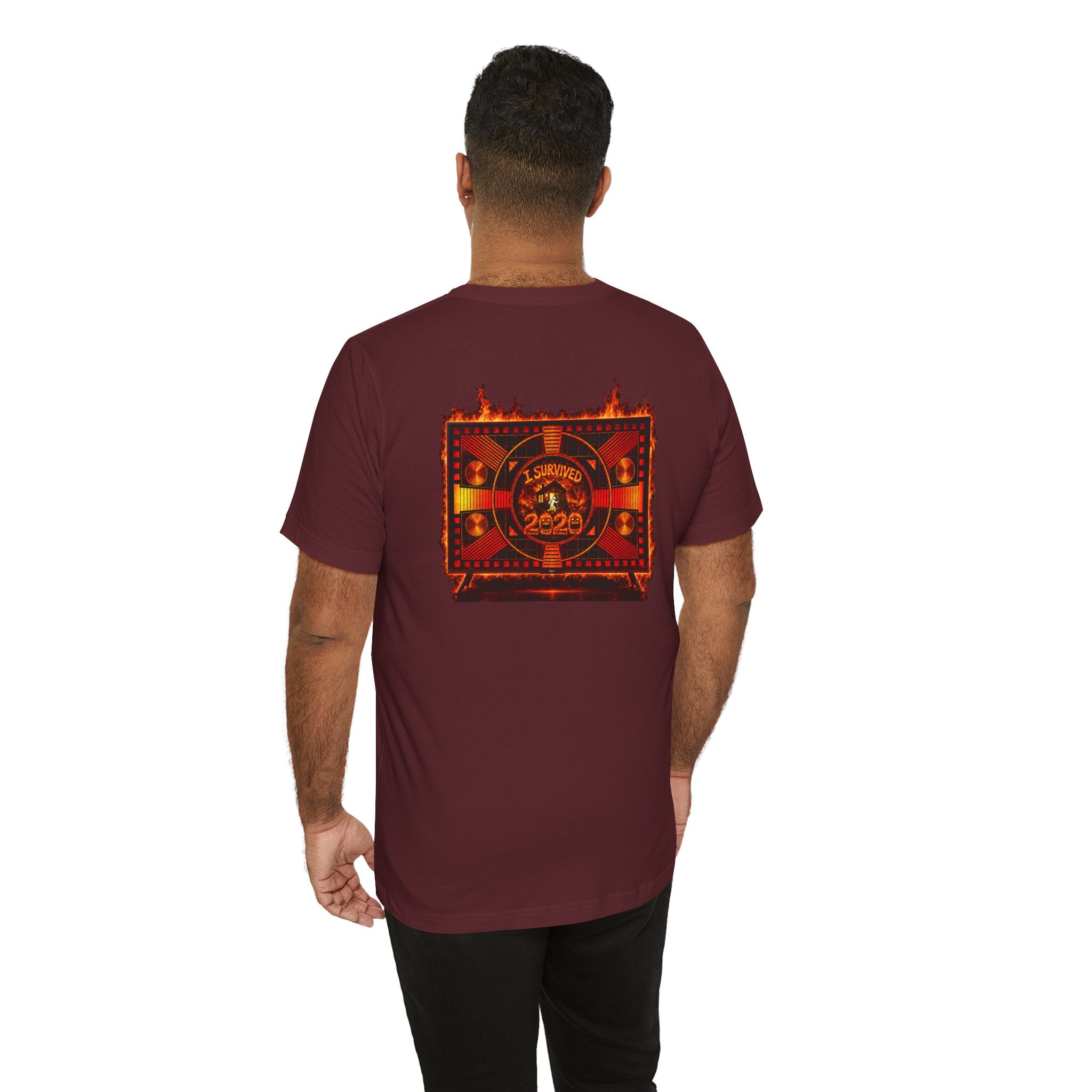 I Survived 2020 — "Please Stand By" Test Pattern Tee Wildfire Signal Edition Summer Premiere Unisex Jersey Short Sleeve Tee