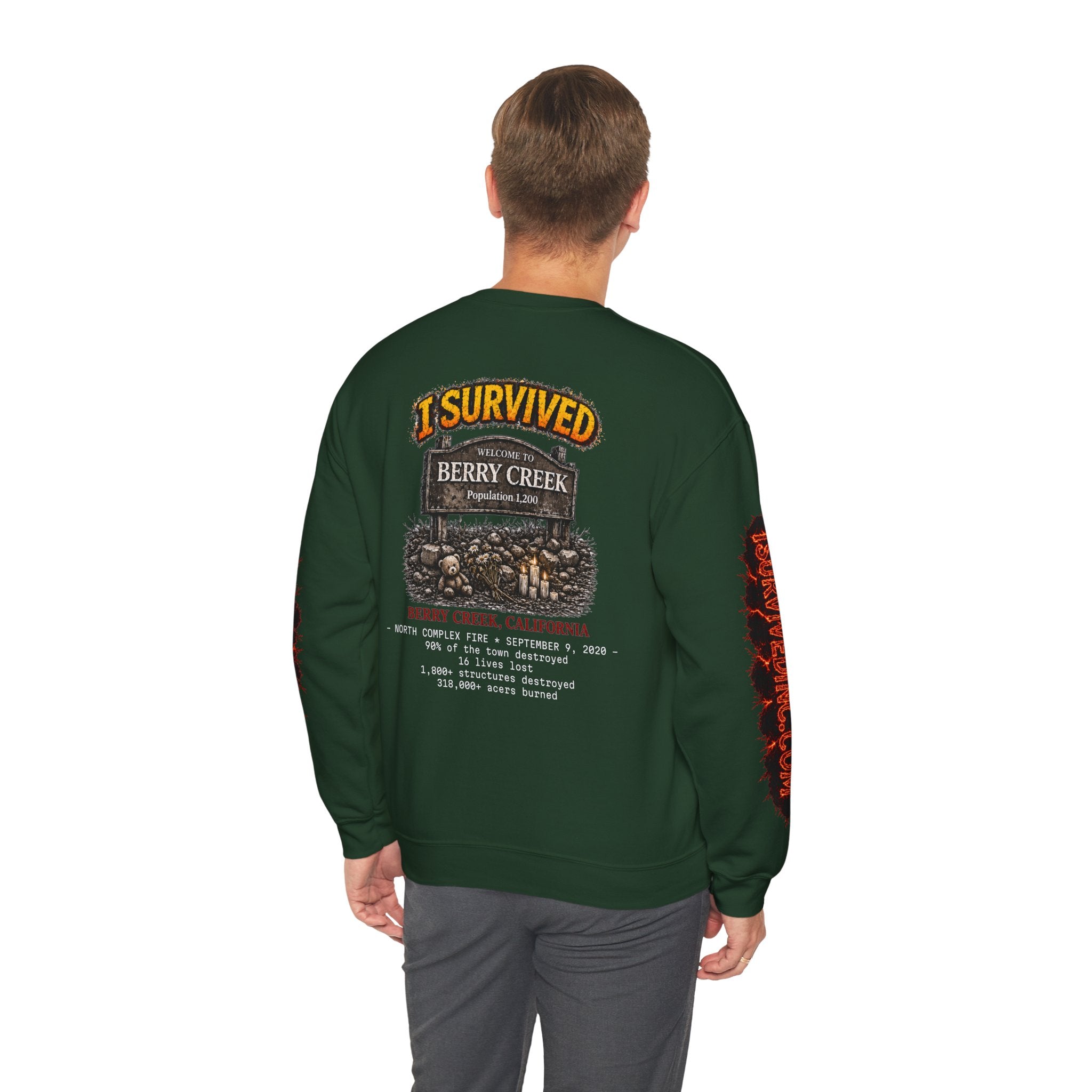 I Survived 2020 — S2:E1 "Berry Creek" | Wildfire Edition Memorial Unisex Heavy Blend™ Crewneck Sweatshirt