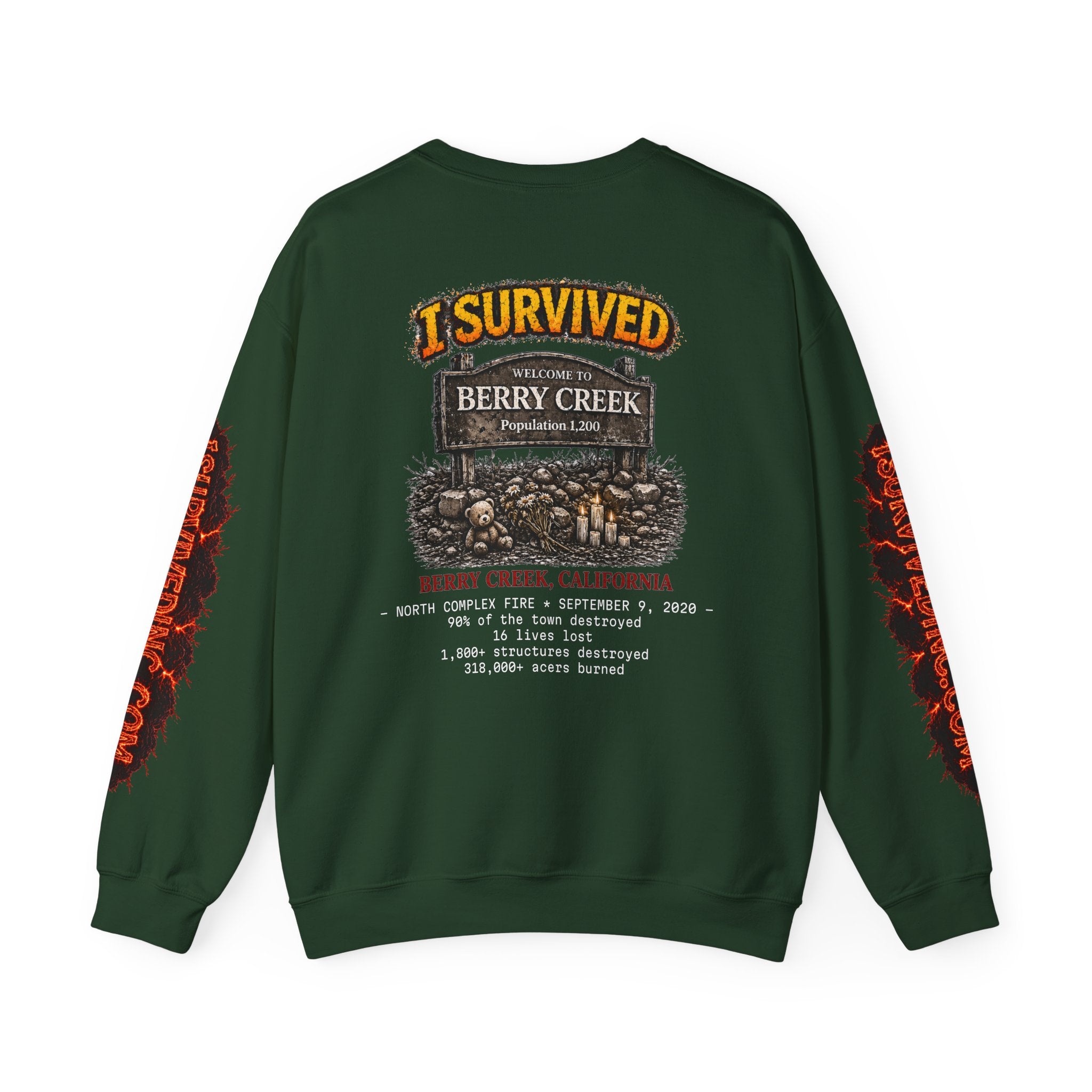 I Survived 2020 — S2:E1 "Berry Creek" | Wildfire Edition Memorial Unisex Heavy Blend™ Crewneck Sweatshirt