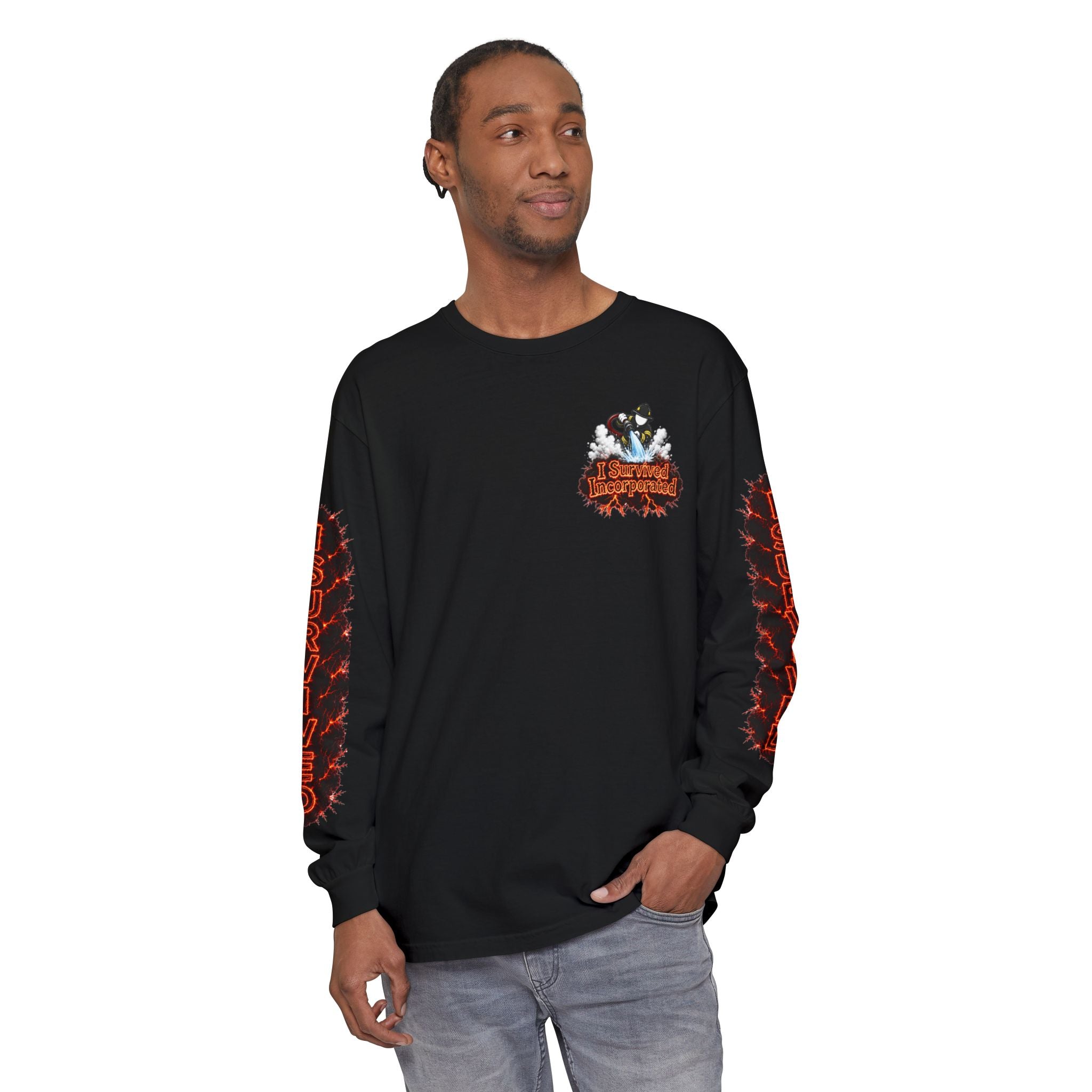 I Survived 2020 — "Please Stand By" Test Pattern Tee Special Edition Wildfire Signal Edition Summer Premiere Unisex Garment-Dyed Long Sleeve T-Shirt