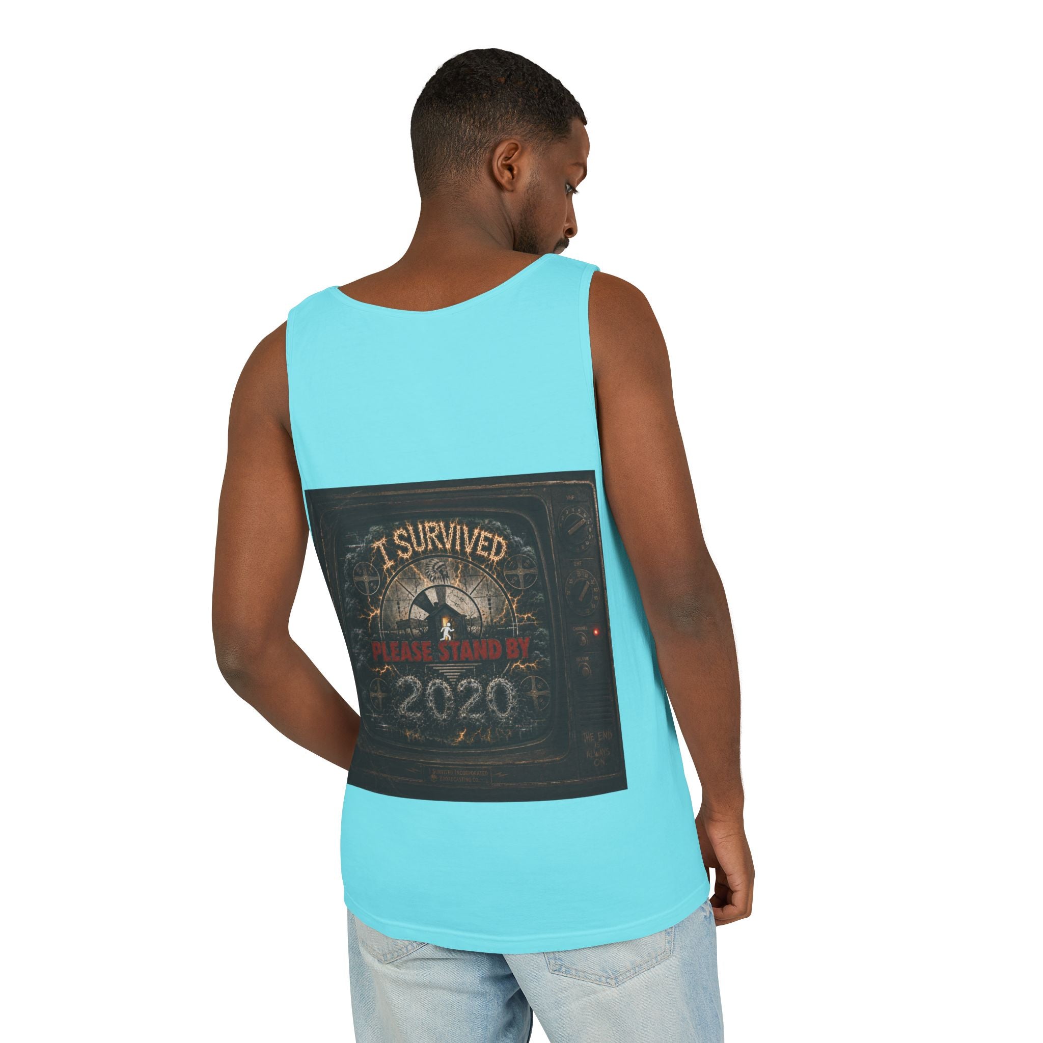 I Survived 2020 — "Please Stand By" Test Pattern Tee Summer Premier  Unisex Garment-Dyed Tank Top
