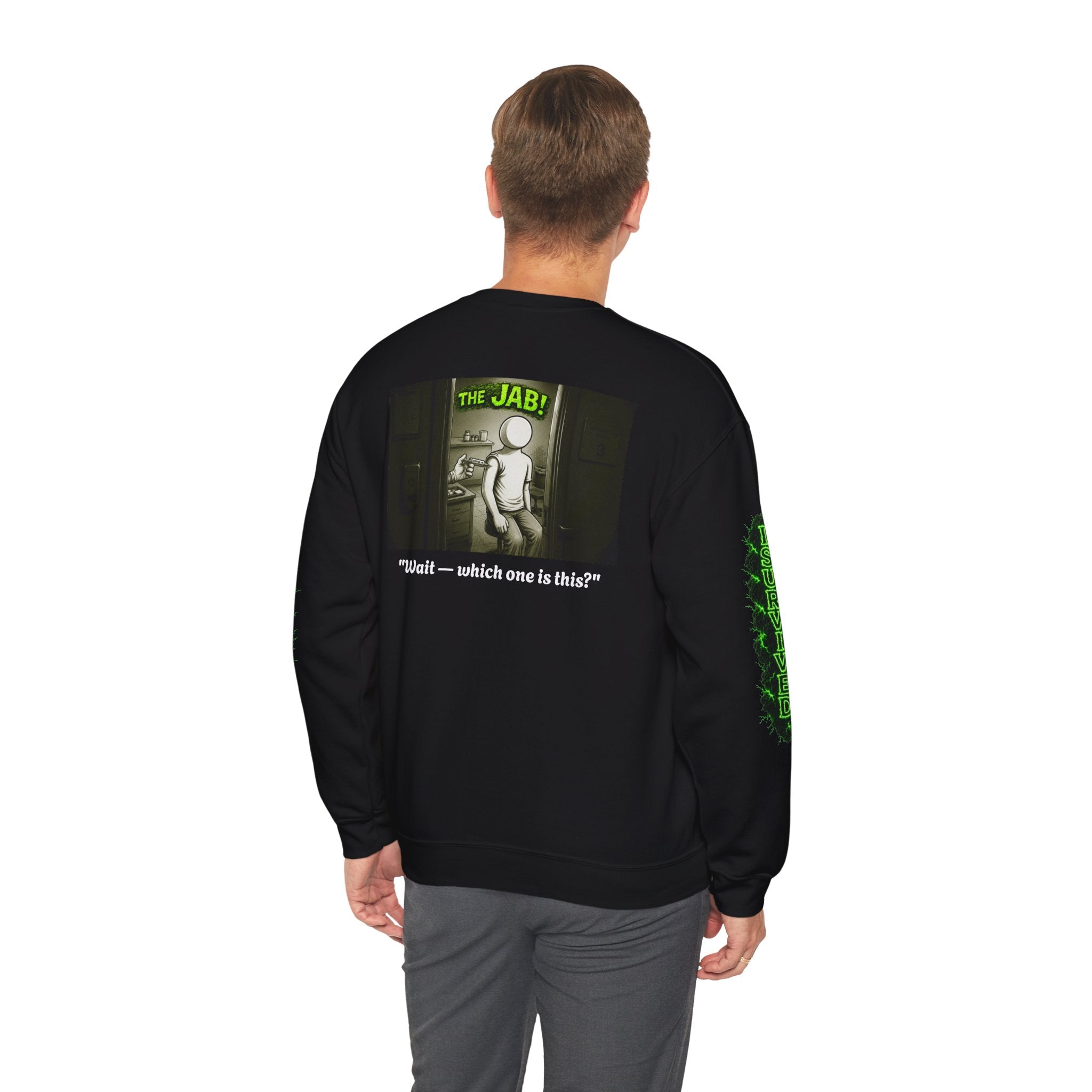 I Survived 2020 — PANDEMIC S1:E3: Director's Cut "The Jab!" Unisex Heavy Blend™ Crewneck Sweatshirt