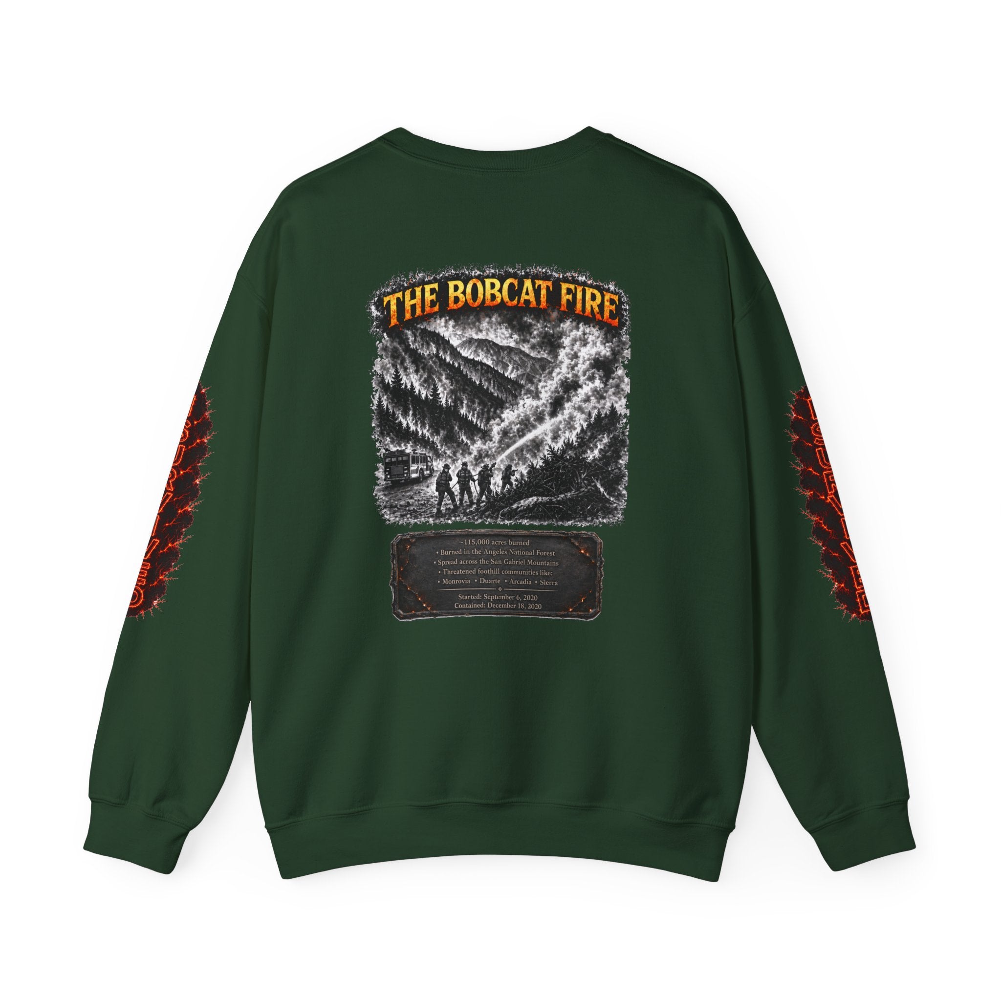 I Survived 2020 — WILDFIRES S2:E2: Director's Cut "The Bobcat Fire" Memorial Unisex Heavy Blend™ Crewneck Sweatshirt