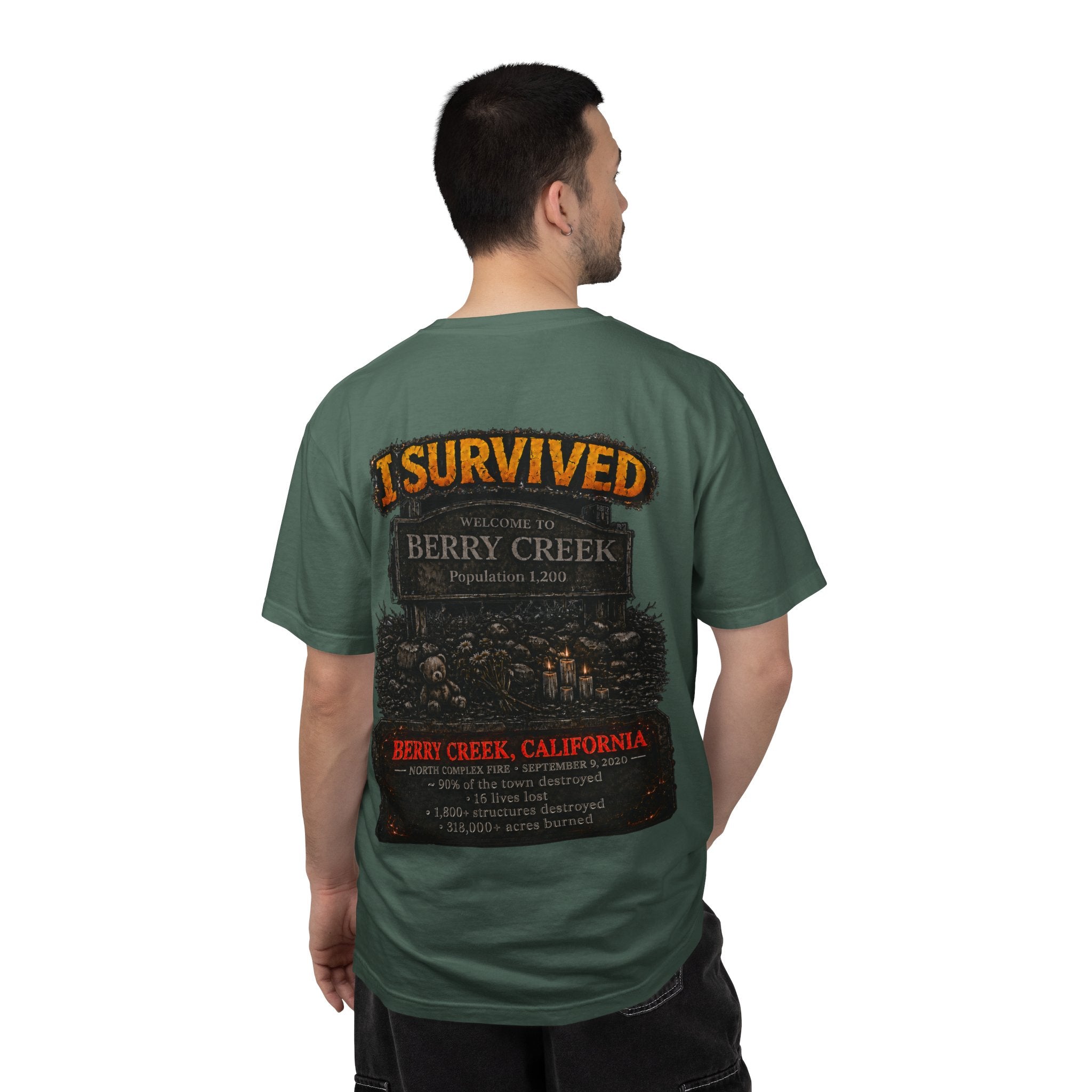 I Survived 2020 — Director's Cut S2:E1 "Berry Creek" | Wildfire Edition Memorial Unisex Garment-Dyed T-shirt