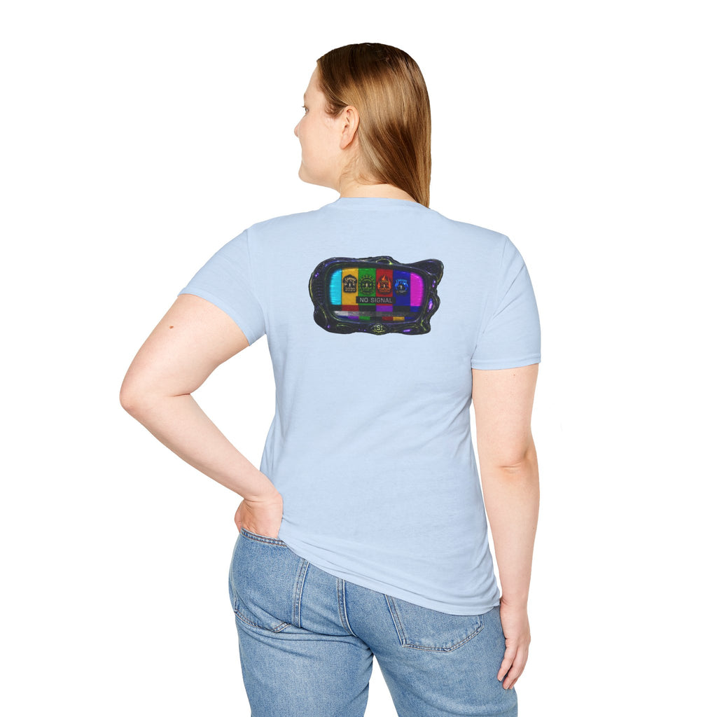 I Survived 2020 — "No Signal" Test Pattern Tee Alien Broadcast Finale Summer Premiere Unisex Softstyle T-Shirt