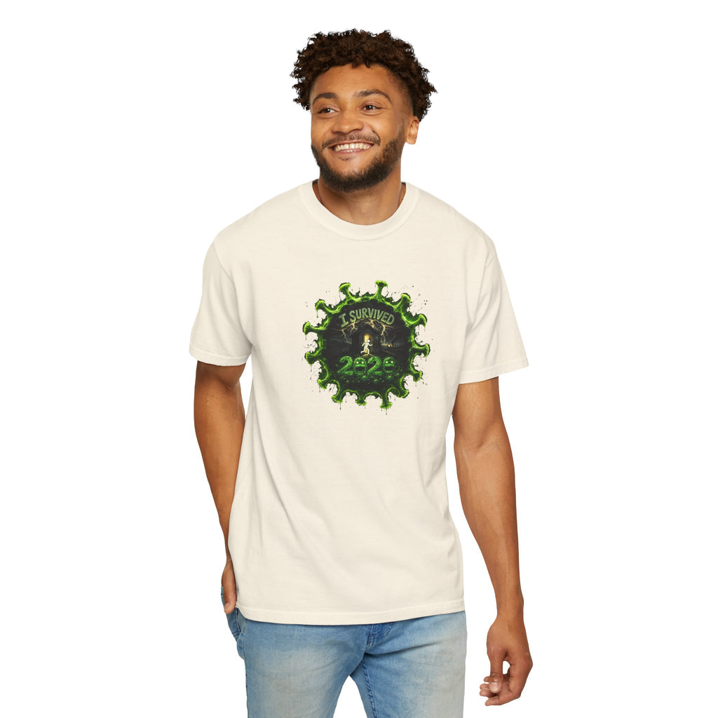 I Survived 2020 — PANDEMIC S1:E4: Director's Cut "Mask Madness" Unisex Garment-Dyed T-shirt