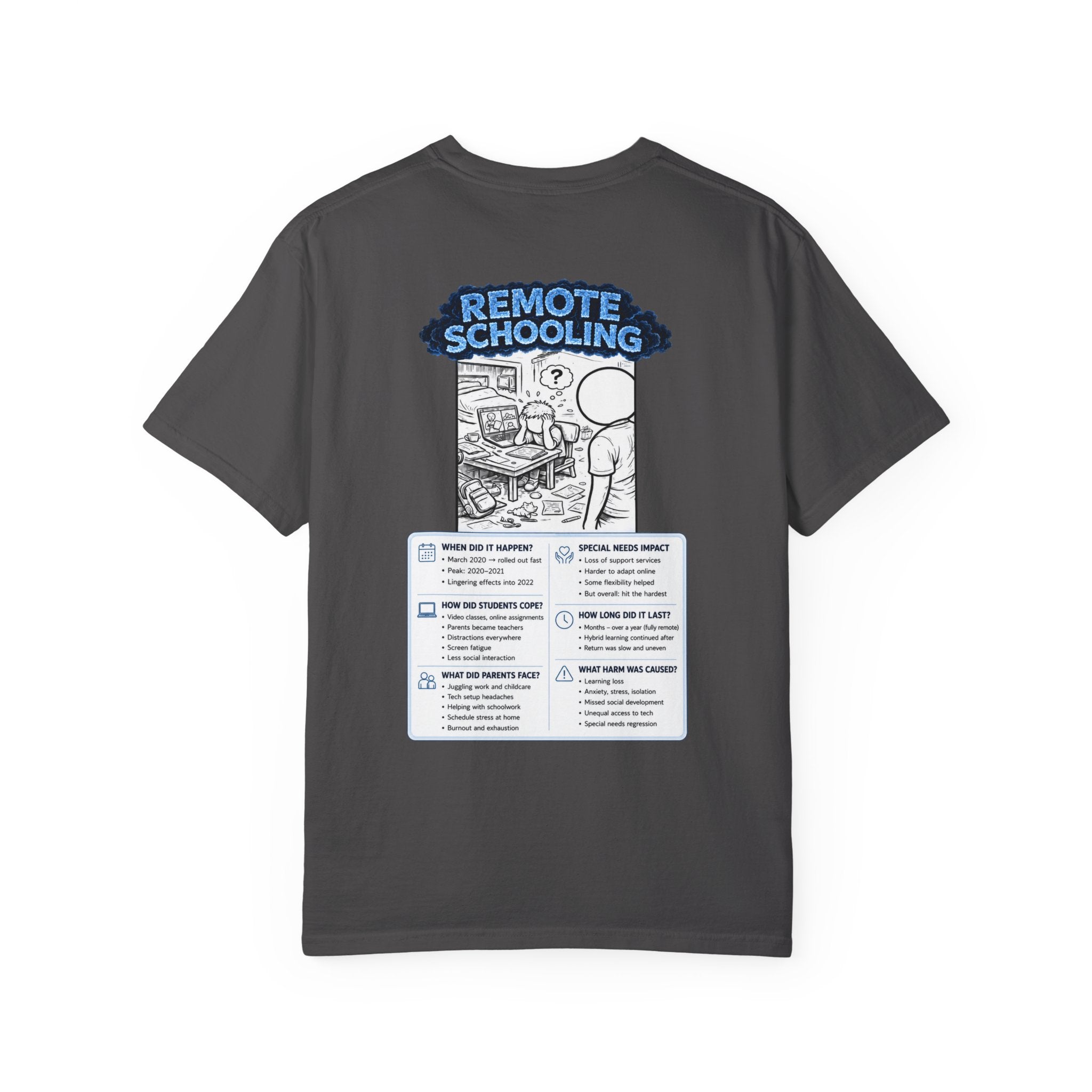 I Survived 2020 —  LOCKDOWN S3:E3: Director's Cut "Remote Schooling" Unisex Garment-Dyed T-shirt