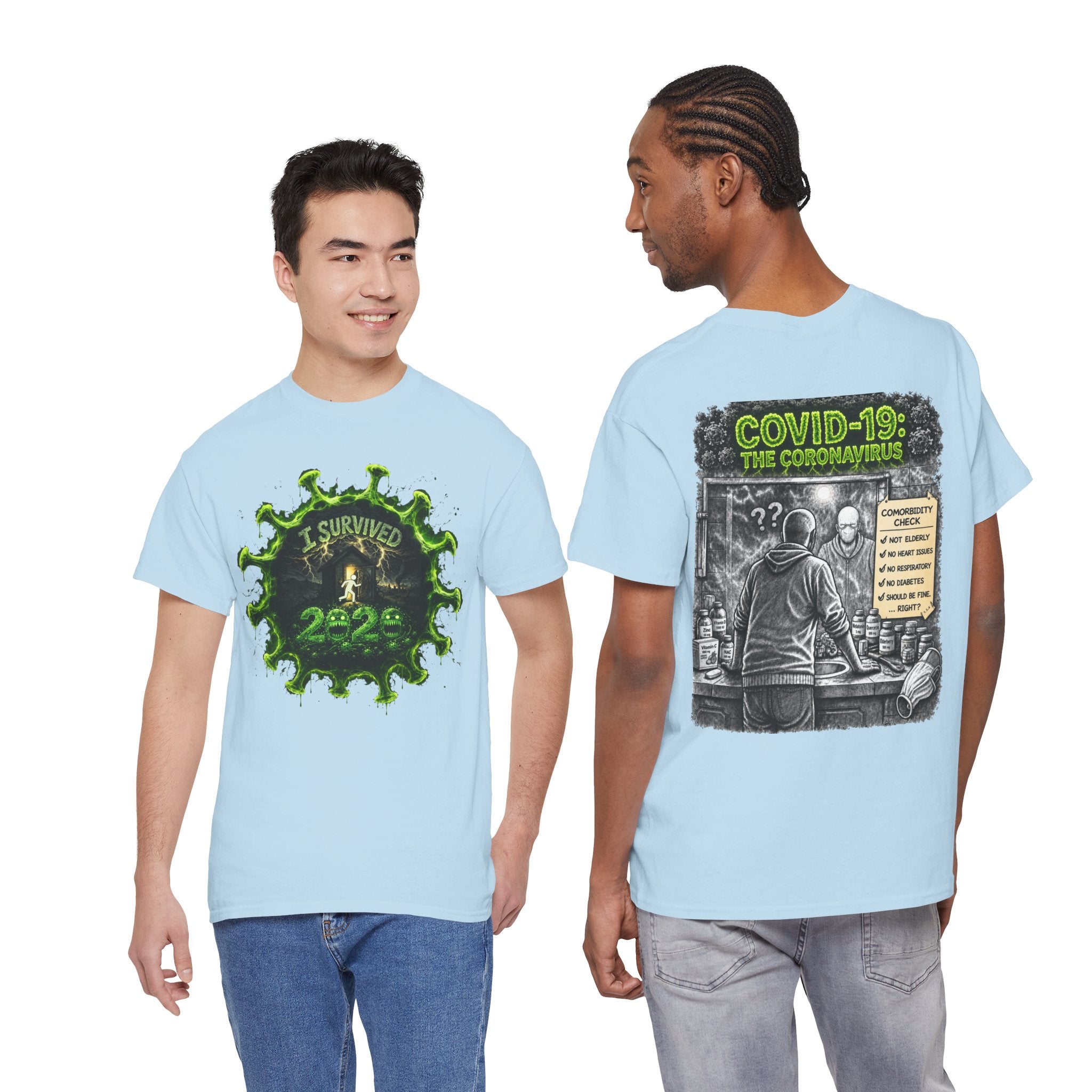 I Survived 2020 — Director's Cut S1:E1 "COVID-19: The Coronavirus" | Pandemic Edition Unisex Heavy Cotton Tee