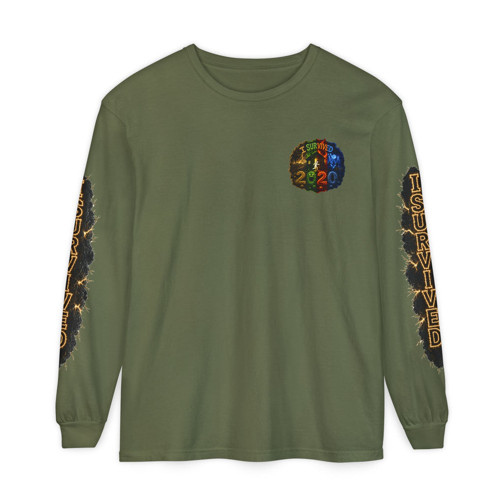 I Survived 2020 — "No Signal" Test Pattern Tee Special Edition Alien Broadcast Finale Summer Premiere Unisex Garment-Dyed Long Sleeve T-Shirt