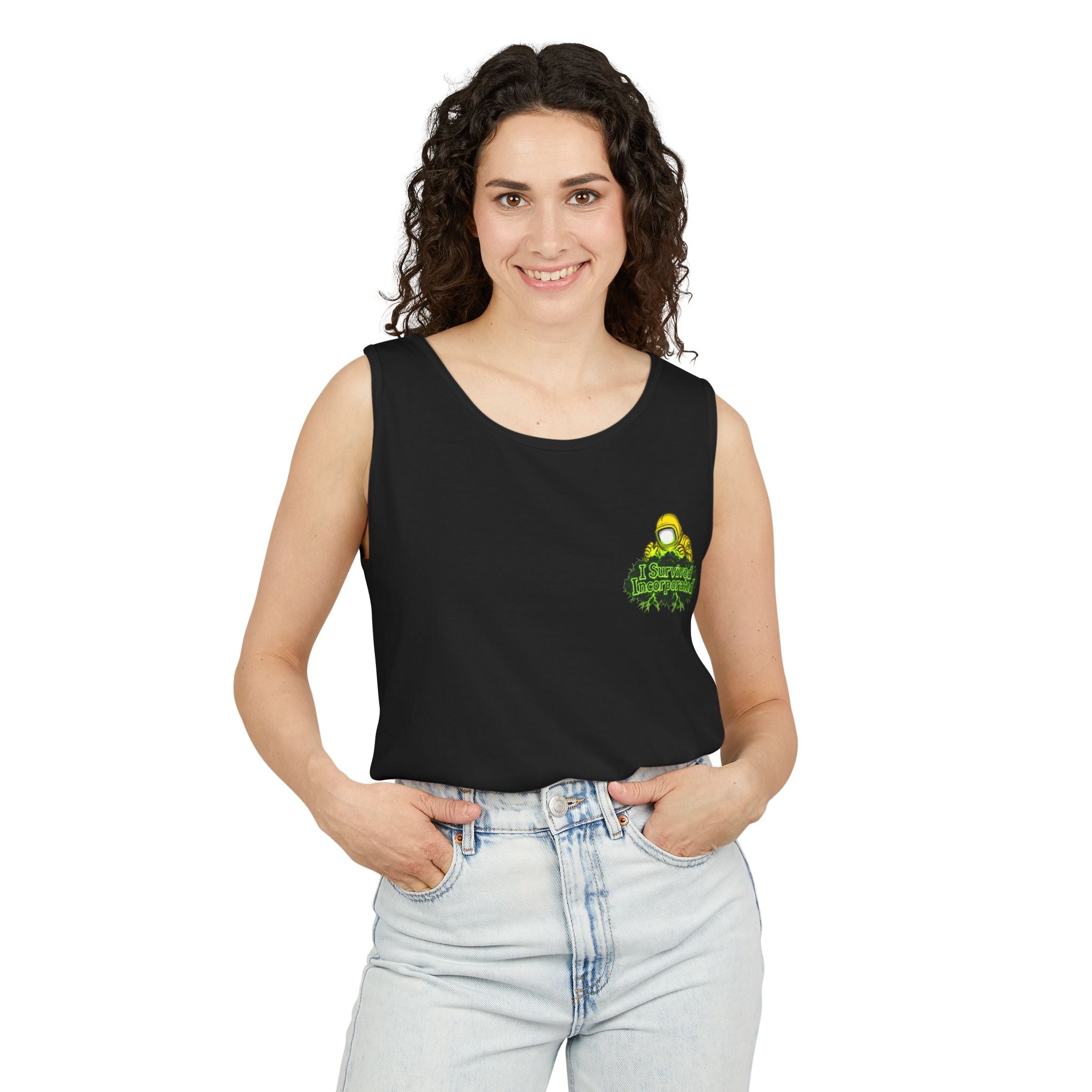 I Survived 2020 — "Please Stand By" Test Pattern Toxic Signal Tee Summer Premiere Unisex Garment-Dyed Tank Top