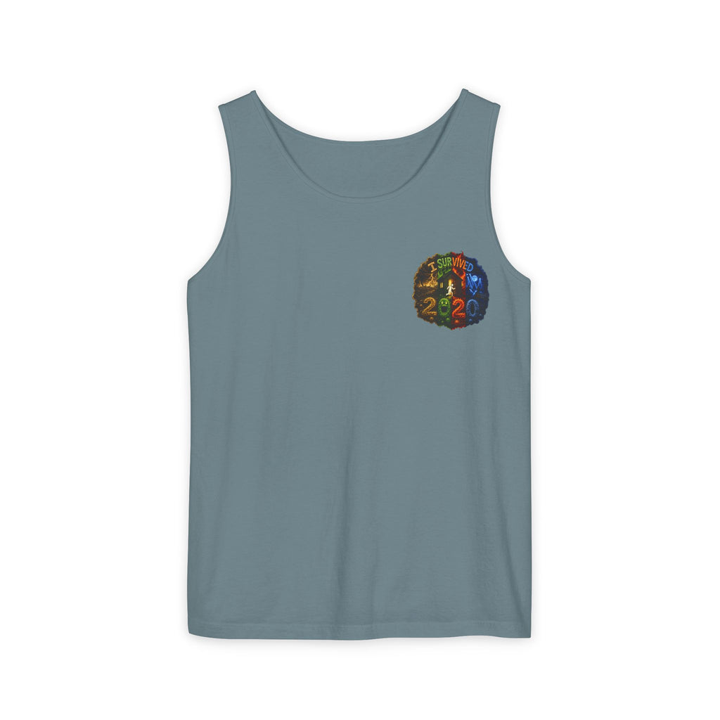 I Survived 2020 — "No Signal" Test Pattern Tee Alien Broadcast Finale Summer Premiere Unisex Garment-Dyed Tank Top