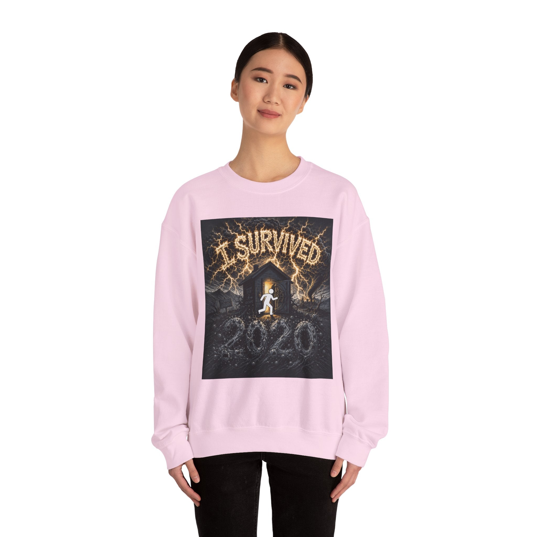 I Survived 2020 — Original Design Teaser Tee | Season 1 Premiere Drop Unisex Heavy Blend™ Crewneck Sweatshirt