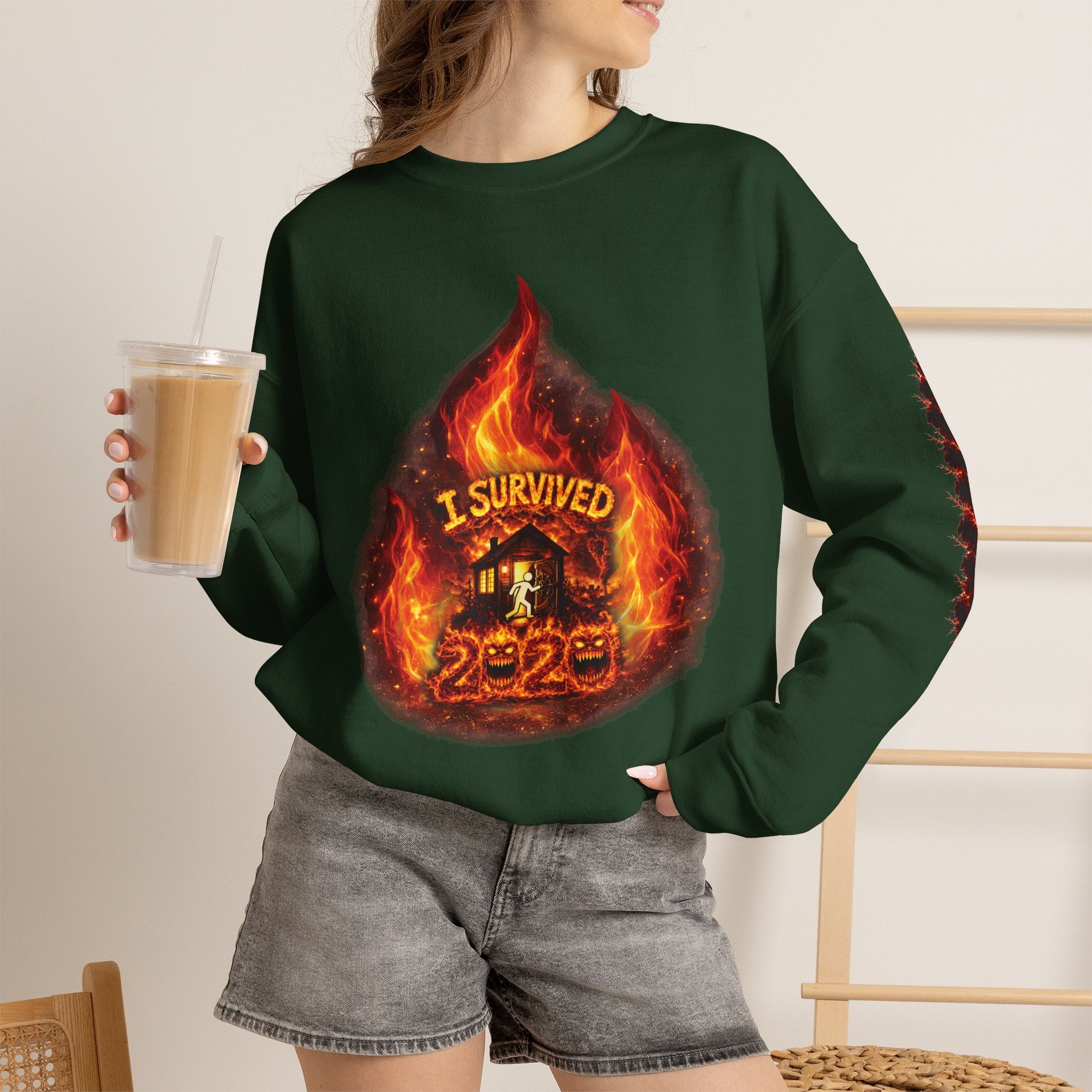 I Survived 2020 — Director's Cut S2:E3 "The California Wildfires" | Wildfire Edition Memorial Unisex Heavy Blend™ Crewneck Sweatshirt