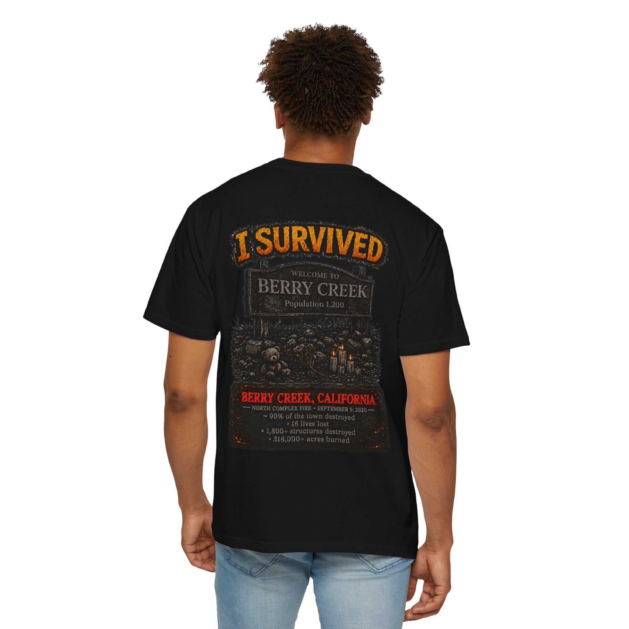 I Survived 2020 — Director's Cut S2:E1 "Berry Creek" | Wildfire Edition Memorial Unisex Garment-Dyed T-shirt