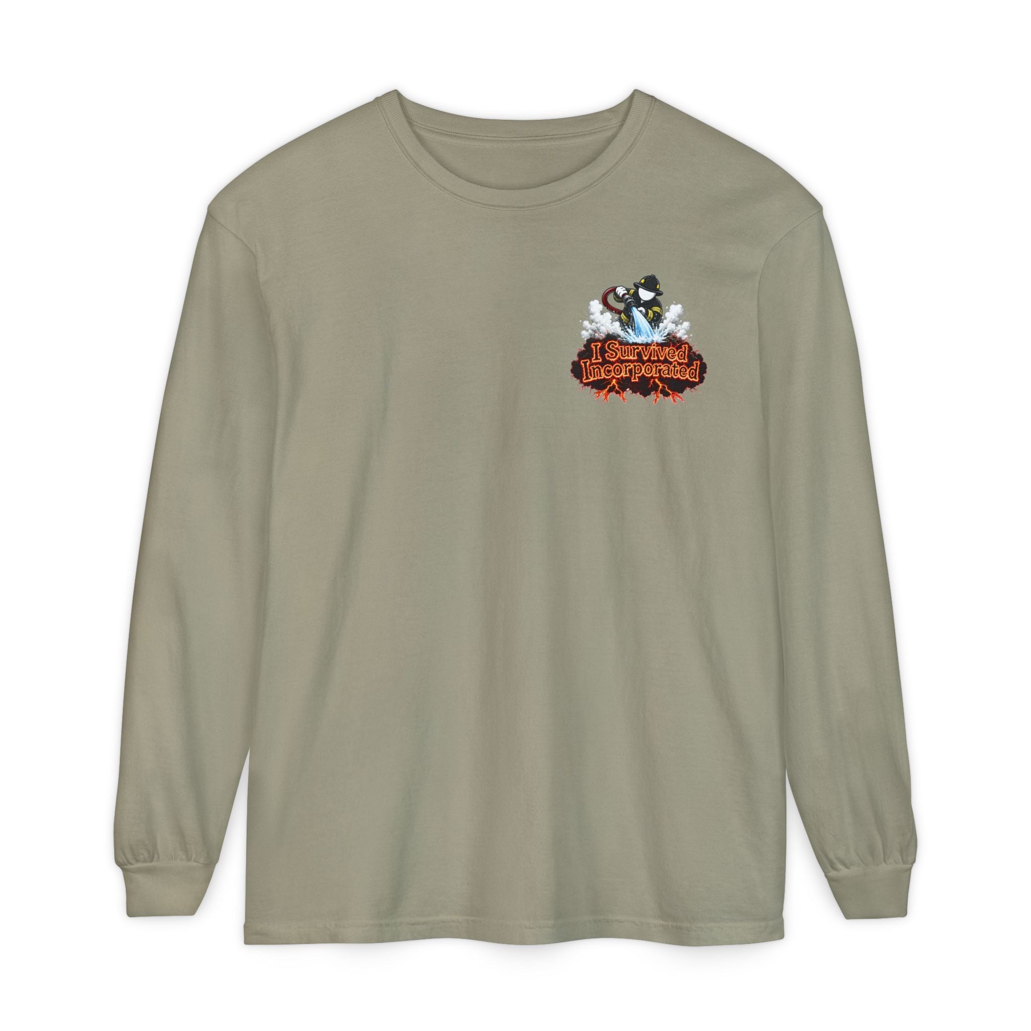 I Survived 2020 — "Please Stand By" Test Pattern Tee Wildfire Signal Edition Summer Premiere Unisex Garment-Dyed Long Sleeve T-Shirt