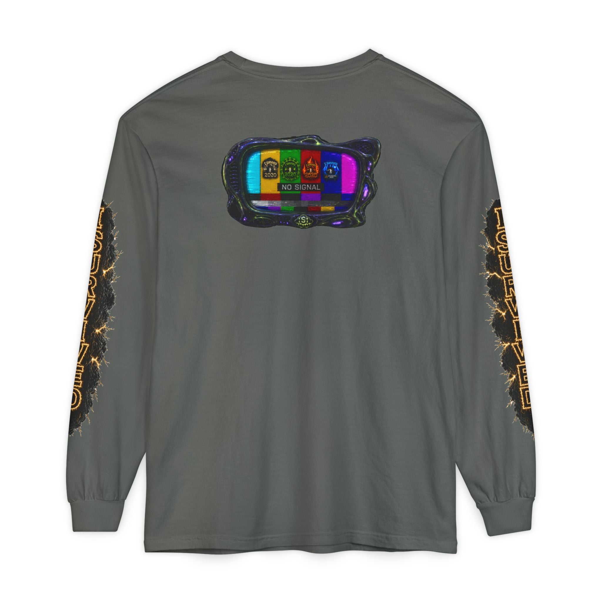 I Survived 2020 — "No Signal" Test Pattern Tee Special Edition Alien Broadcast Finale Summer Premiere Unisex Garment-Dyed Long Sleeve T-Shirt