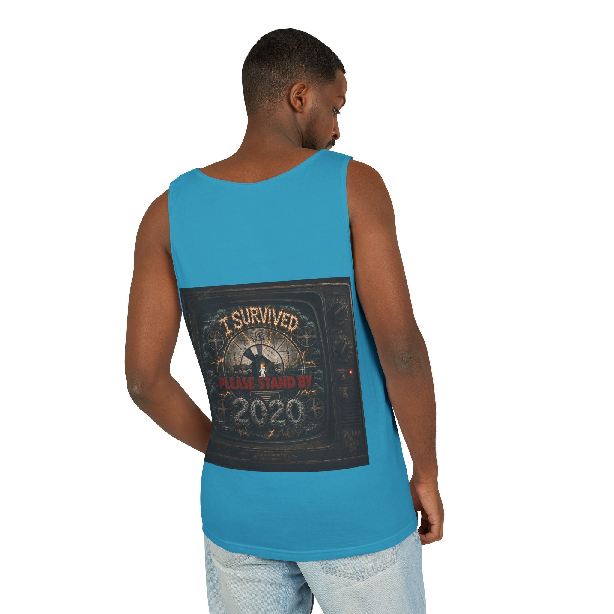 I Survived 2020 — "Please Stand By" Test Pattern Tee Summer Premier  Unisex Garment-Dyed Tank Top