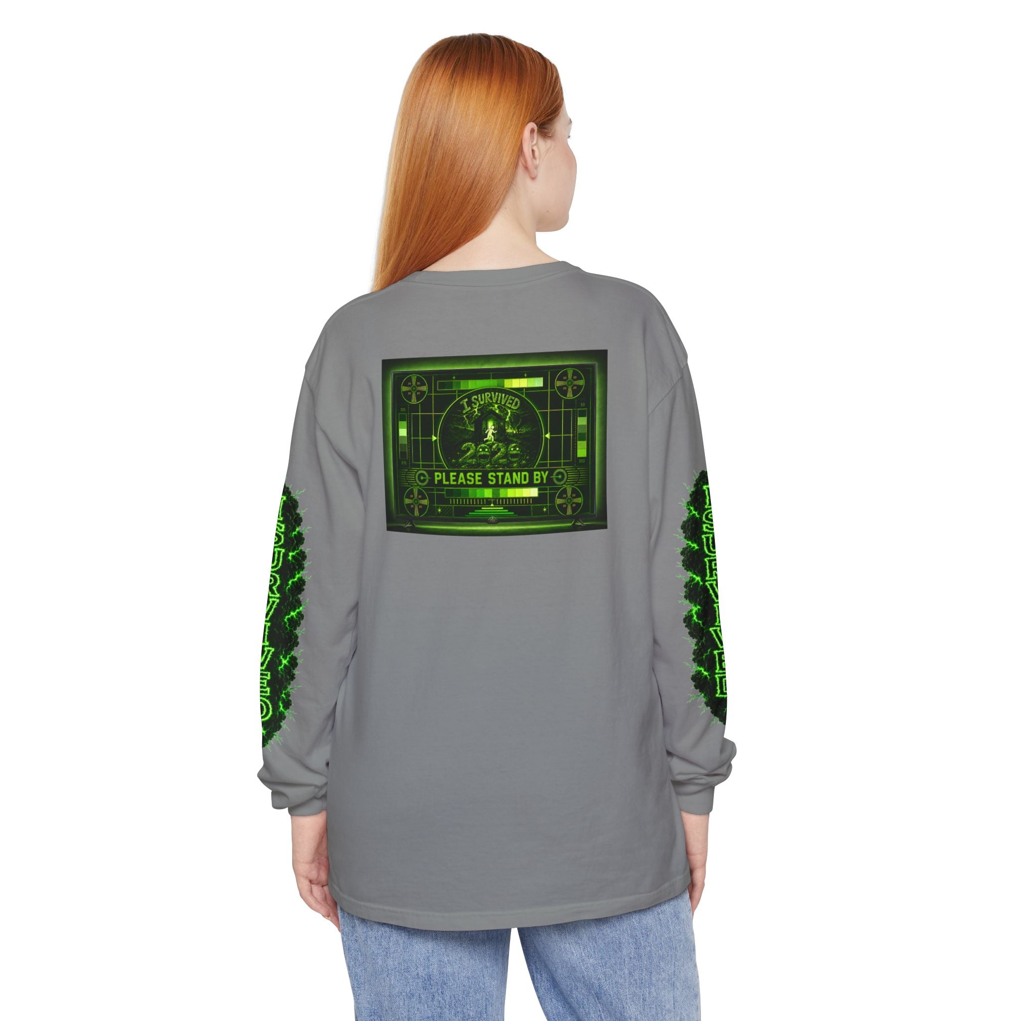 I Survived 2020 — "Please Stand By" Test Pattern Toxic Signal Tee Special Edition Summer Premiere Unisex Garment-Dyed Long Sleeve T-Shirt