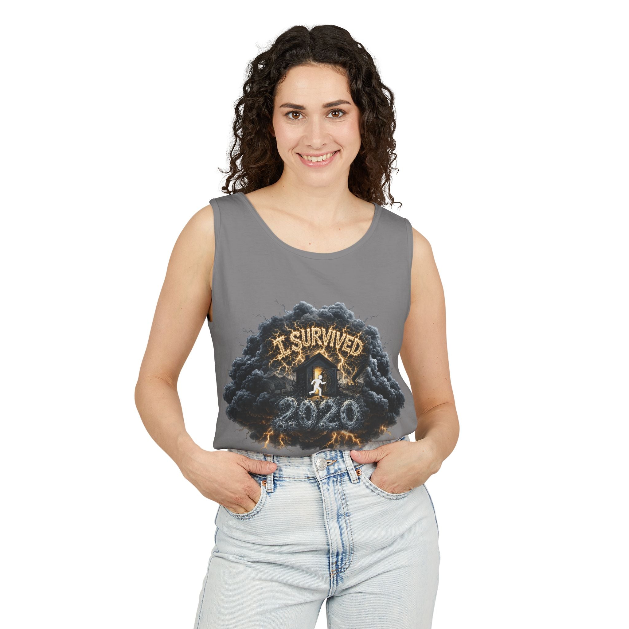 I Survived 2020 — Director's Cut Original Design Teaser Tee | Season 1 Premiere Drop Unisex Garment-Dyed Tank Top