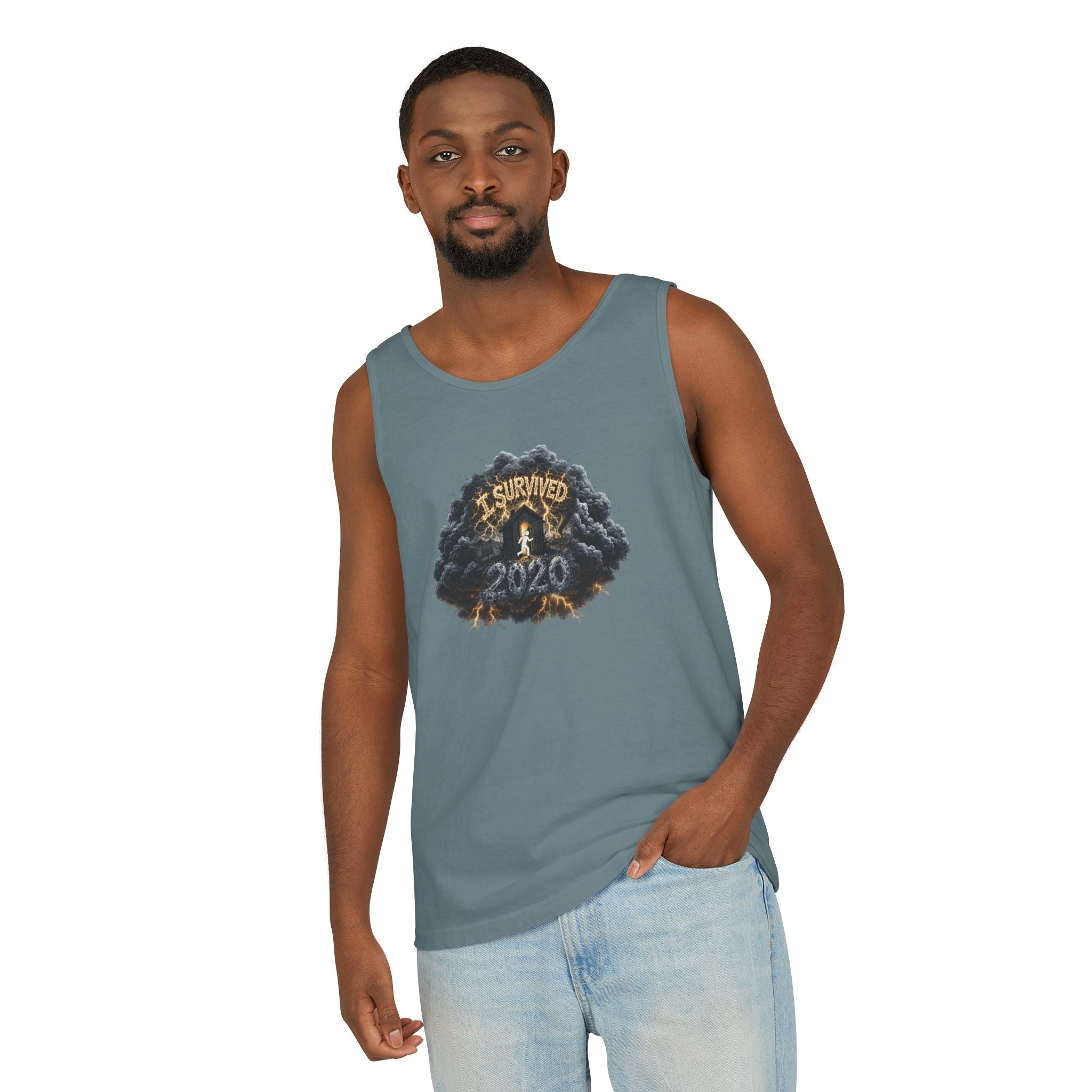 I Survived 2020 — Original PILOT Design: Director's Cut Unisex Garment-Dyed Tank Top