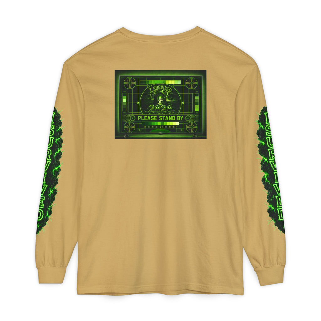 I Survived 2020 — "Please Stand By" Test Pattern Toxic Signal Tee Special Edition Summer Premiere Unisex Garment-Dyed Long Sleeve T-Shirt