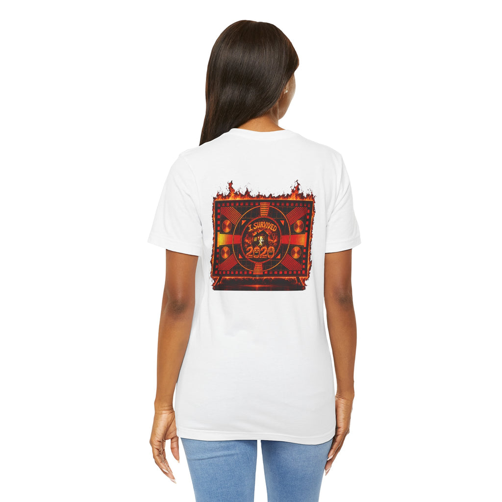 I Survived 2020 — "Please Stand By" Test Pattern Tee Wildfire Signal Edition Summer Premiere Unisex Jersey Short Sleeve Tee