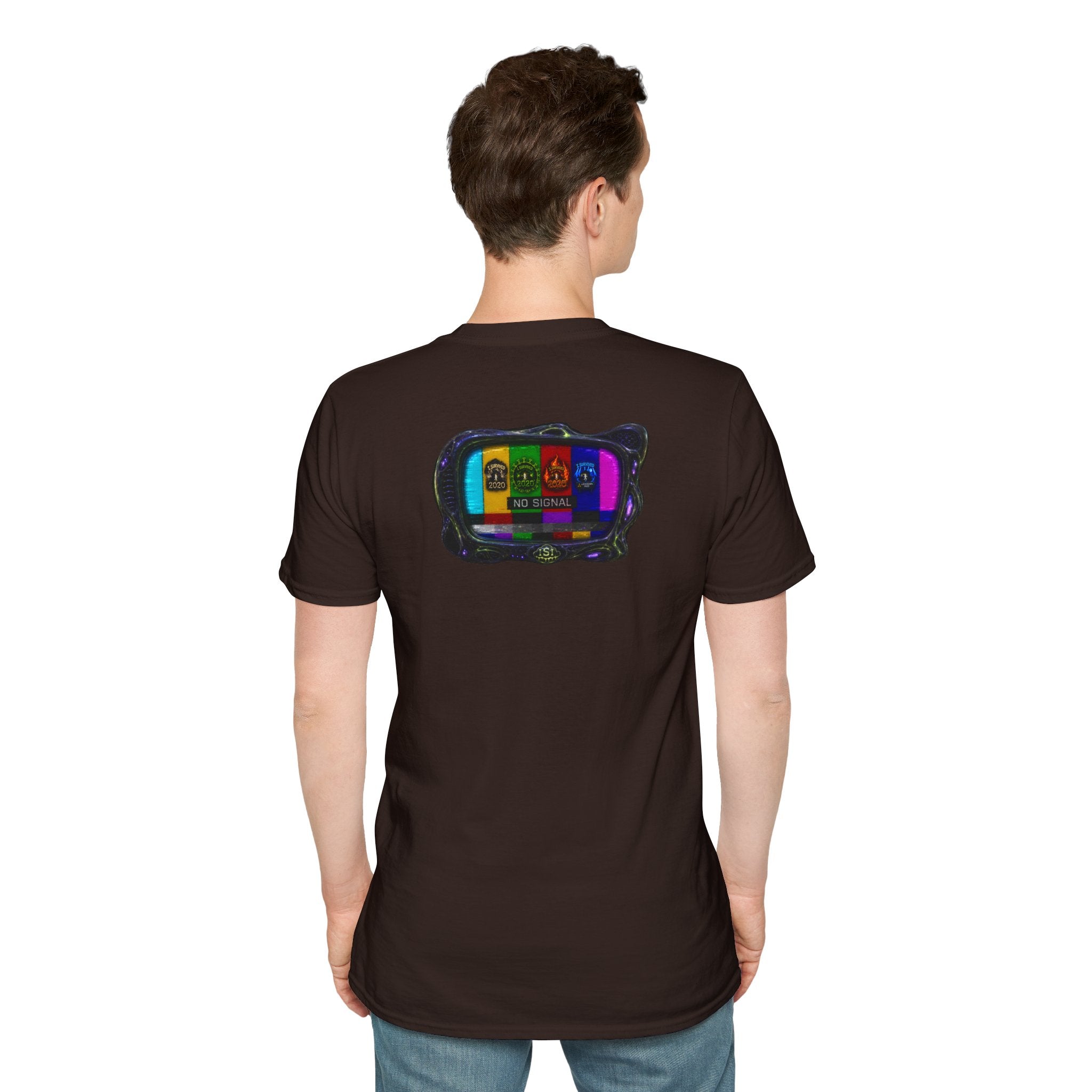 I Survived 2020 — "No Signal" Test Pattern Tee Alien Broadcast Finale Summer Premiere Unisex Softstyle T-Shirt